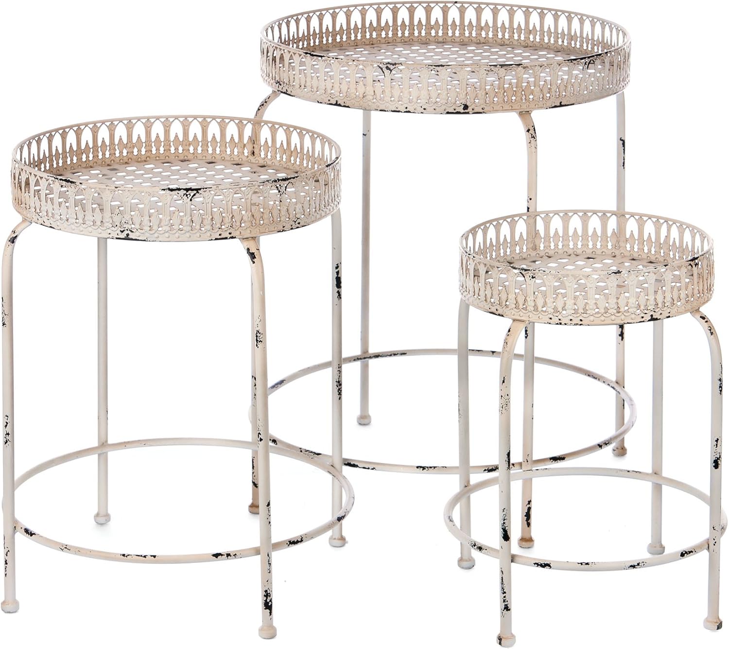 Skalny 3 Piece Round Metal Tables Set, 11.5 x 2.25 x 17.25