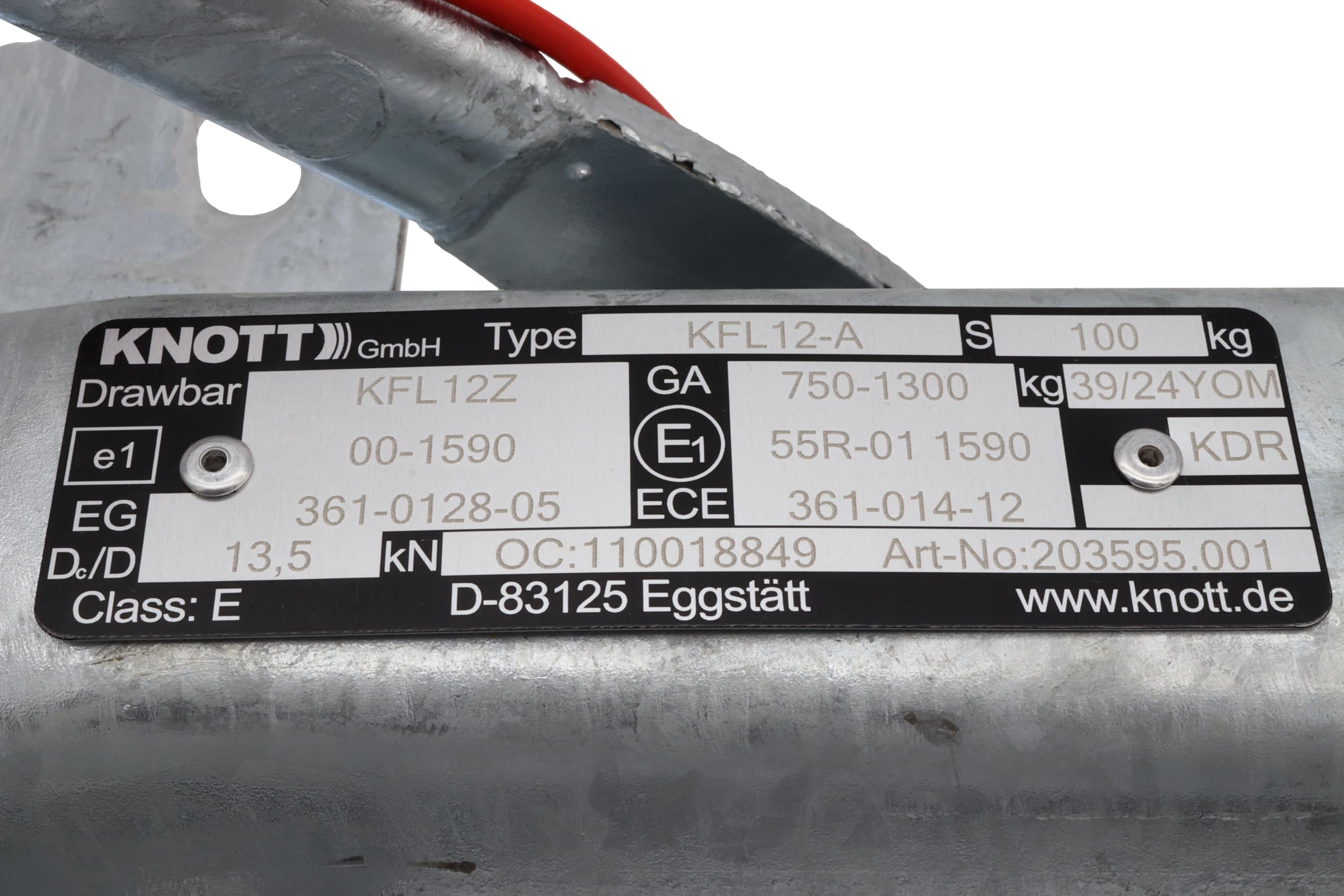 Knott KFL 12 A Remolque de Automóviles Freno 750-1300 kg Acoplamiento de Inercia de Construcción Ligera sin Consola de Rueda de Soporte