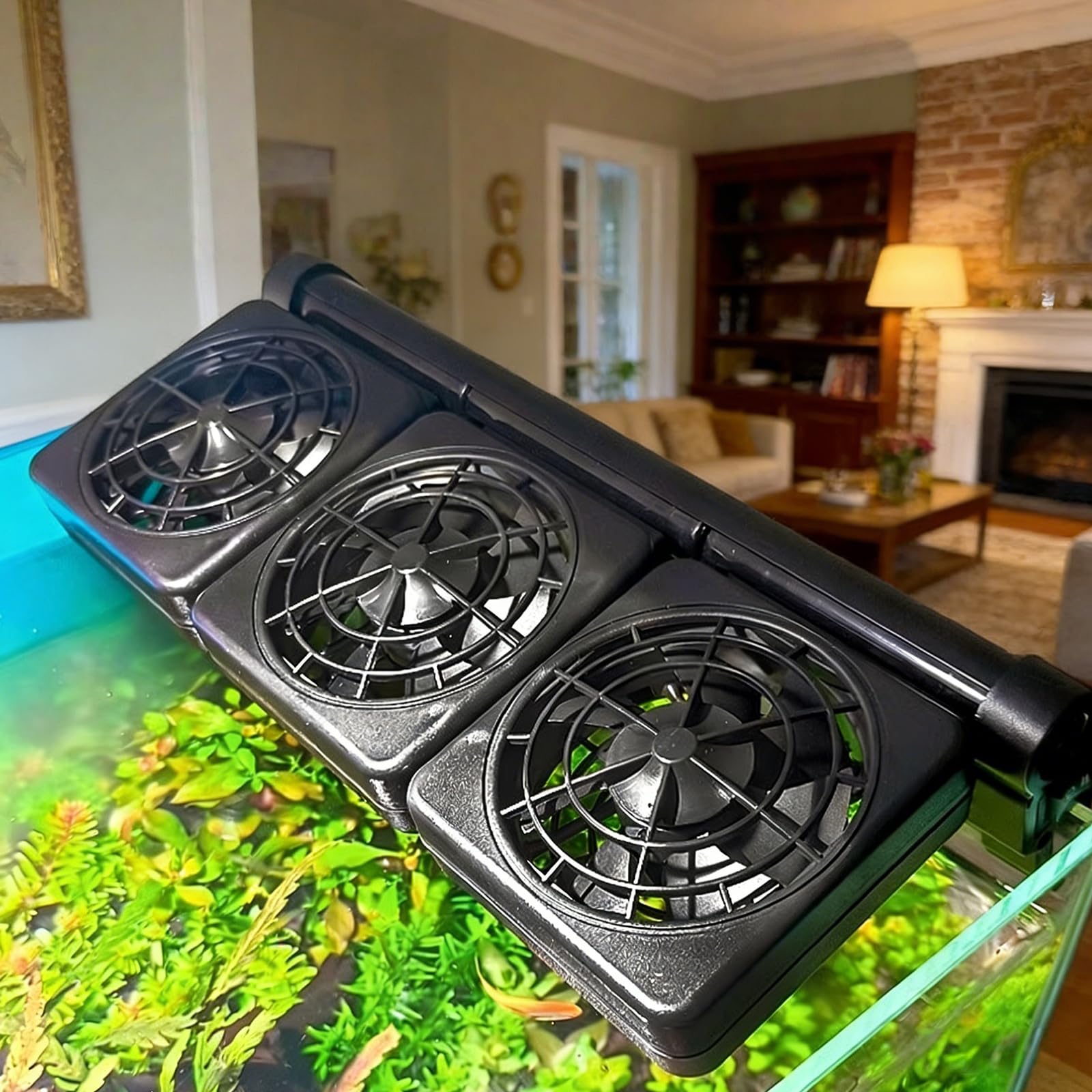 PORFOYO 3-Köpfiger Aquarium Lüfter, 7.2w Aquarium Kühlventilator, 5 Regelbare Geschwindigkeiten, Leiser Energieeffizienter Aquarium Lüfter Mit Timer, Verstellbar Aquarium Kühler Für Salz-/Süßwasser