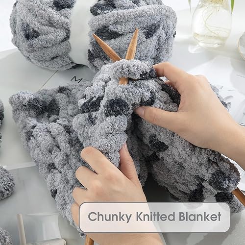 Miniatura 5 de HOMBYS Hilo de felpilla grueso para tejer a mano, hilo grueso de felpa esponjosa para tejer con el brazo, hilo gigante súper voluminoso, hilo