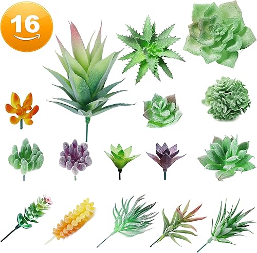 Miniatura 2 de 2023 paquete de 16 plantas suculentas artificiales sin maceta, plantas suculentas falsas, plantas suculentas falsas, mini suculentas artificiales