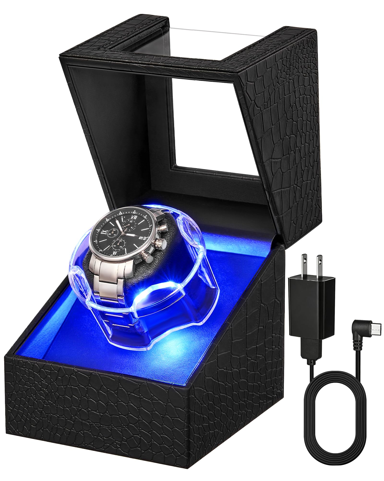 Single Watch Winders for Automatic Watch Winder box,Quiet Motor,4 Modes,LED