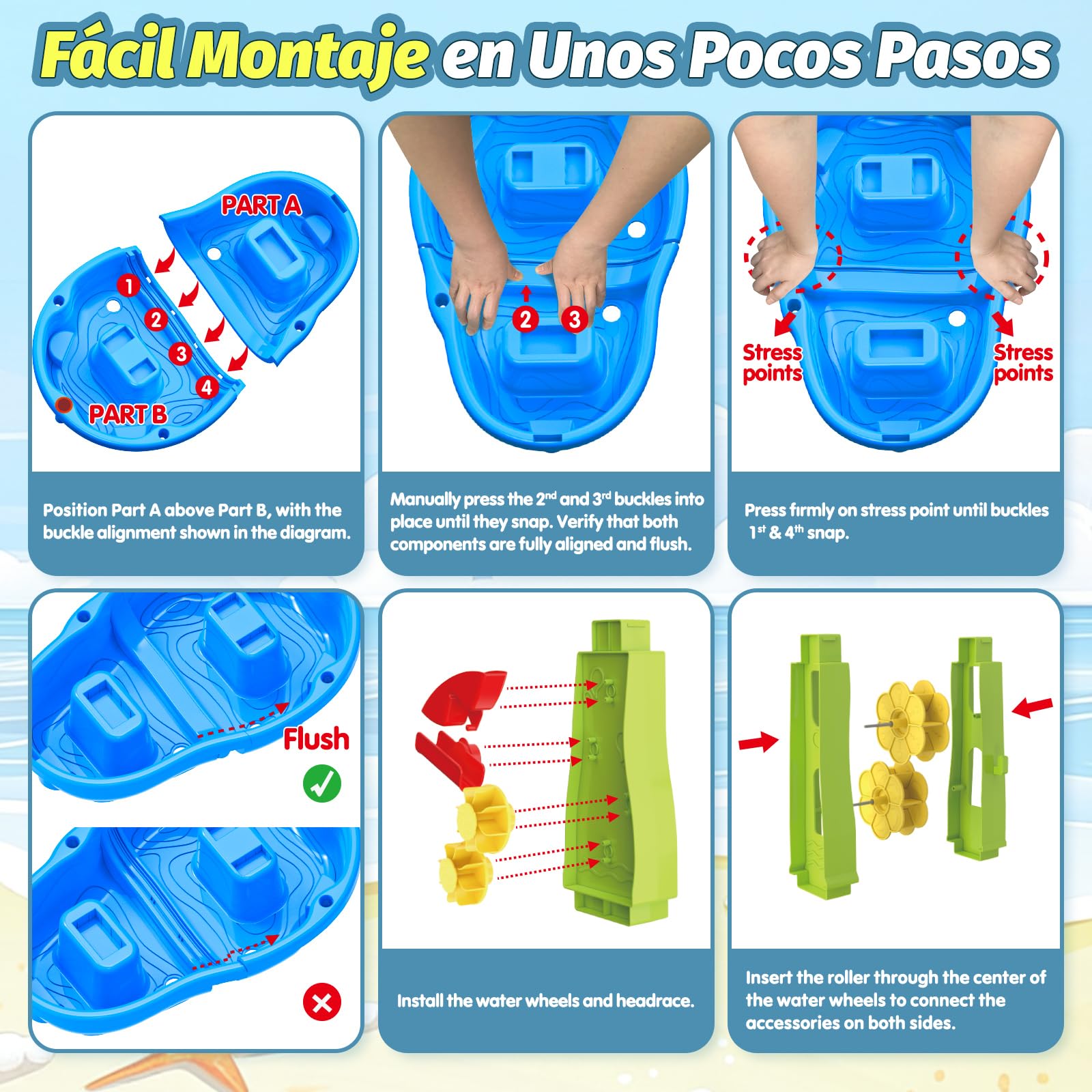 FRUSE Mesa de Agua para Niños 3 Niveles Sensorial Juguetes Verano al Aire Libre 3-8 Años