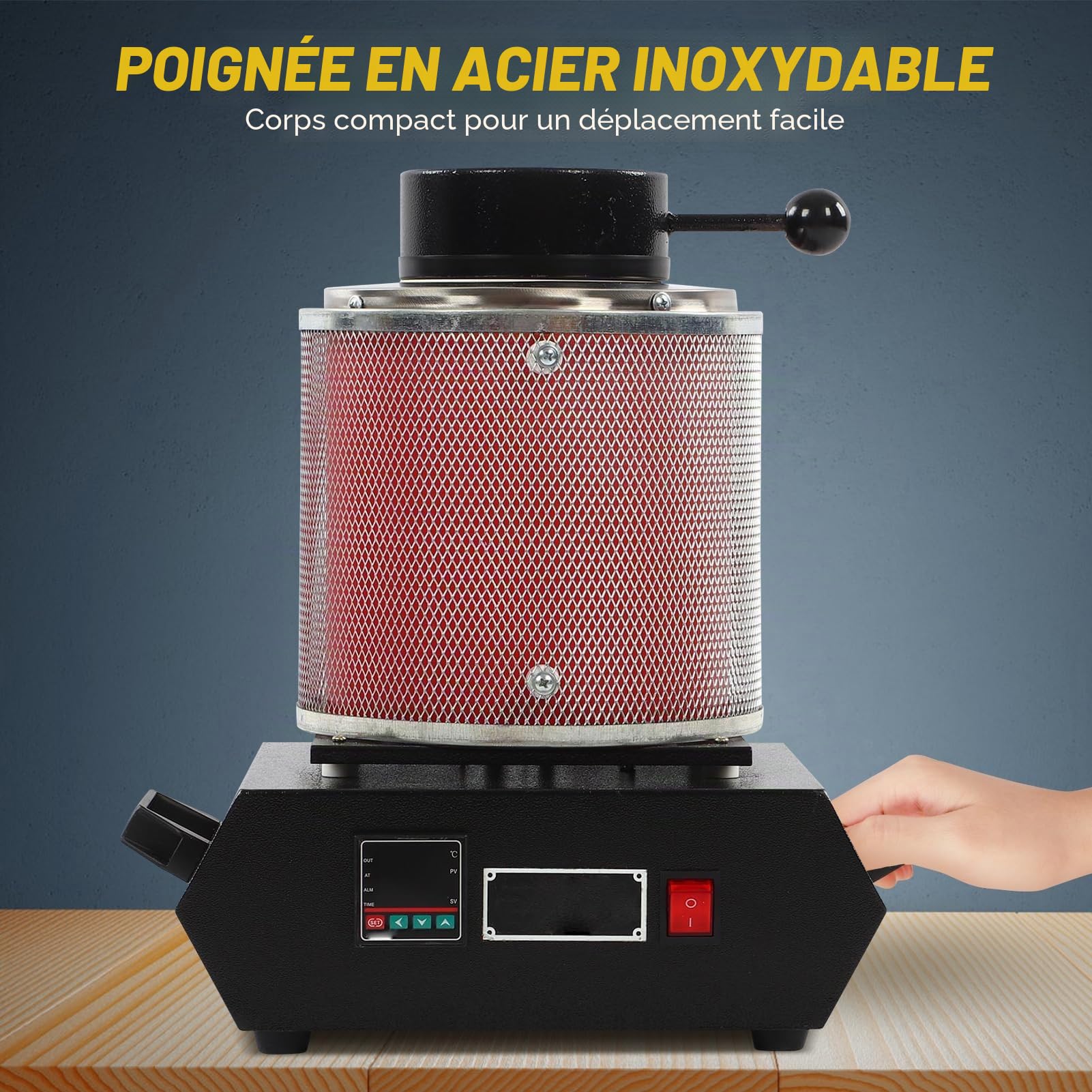 Four de Fusion D'or 3 Kg, Four de Fusion électrique Numérique, Four de Fusion Automatique avec Creuset en Graphite pour Métaux Précieux, or, Argent, Bijoux 1500-2000 W (Prise UE