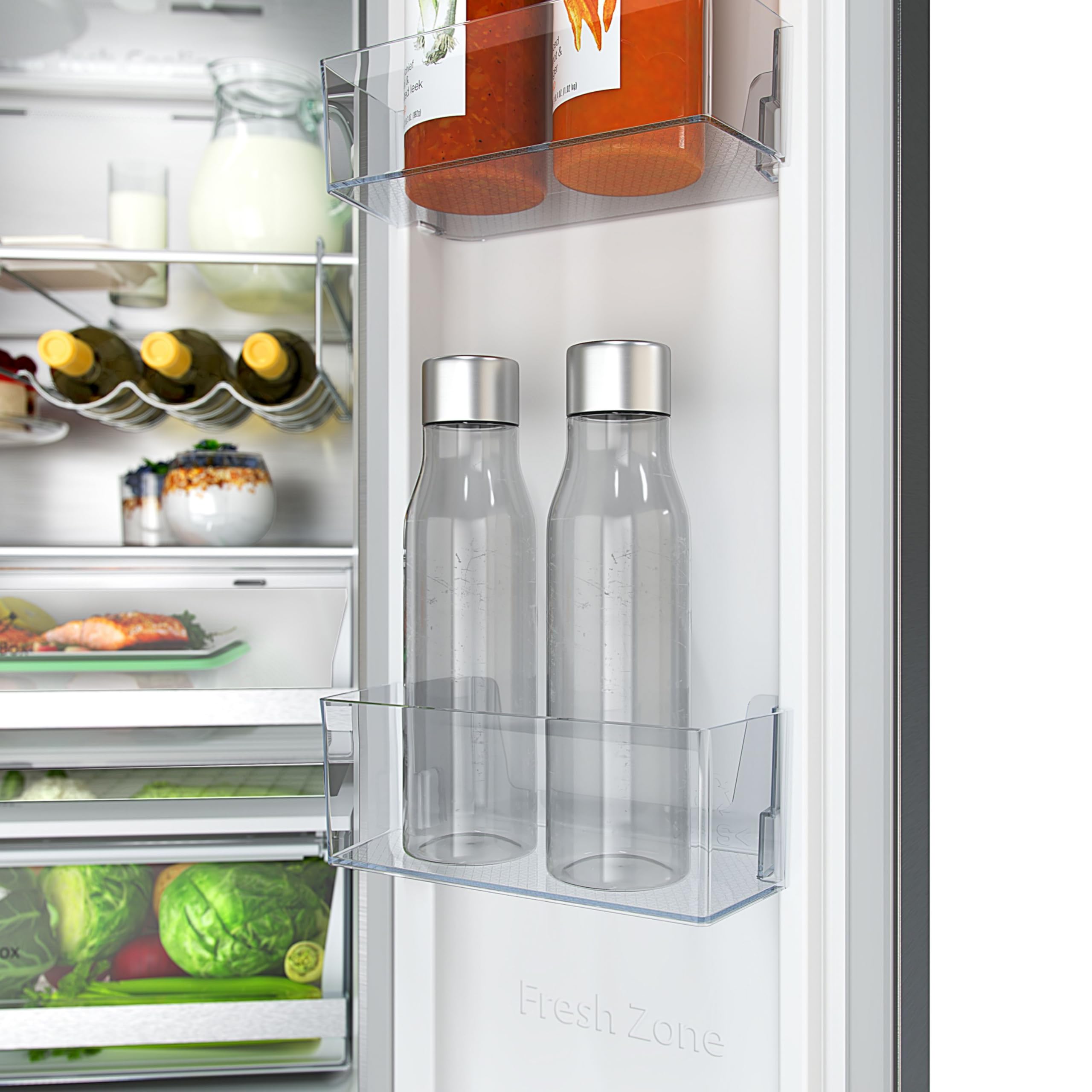 Hisense RF632N4WIE - Frigorífico Combi No Frost Inox Puerta Francesa, Con dispensador, No Frost, 2 Metros,Cajón, 337Litros, Sistema de flujo de aire, Acabado Inox, 485 litros