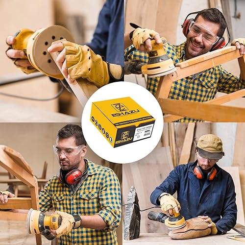 Miniatura 6 de Eshazu - Discos de lijado dorados de 5 pulgadas, paquete variado con 50 discos de acabado de papel de lija (granos 60, 80, 120, 220, 320), gancho y