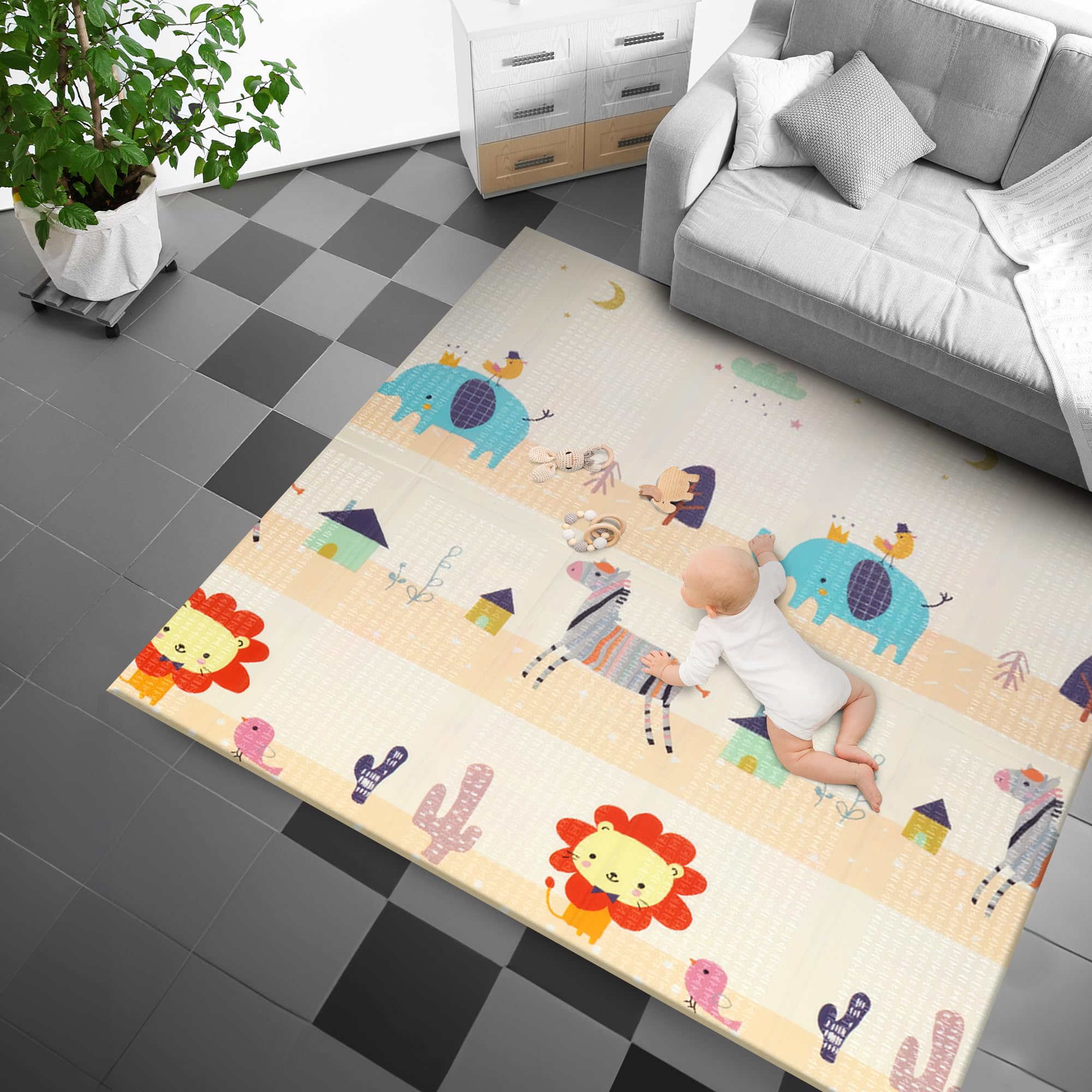 Foldable Activity Mat - Double-Sided, Reversible, Waterproof, Ideal for Playtime, Picnics, and Quality Family Bonding - Premium Quality Outdoor & Indoor Mat