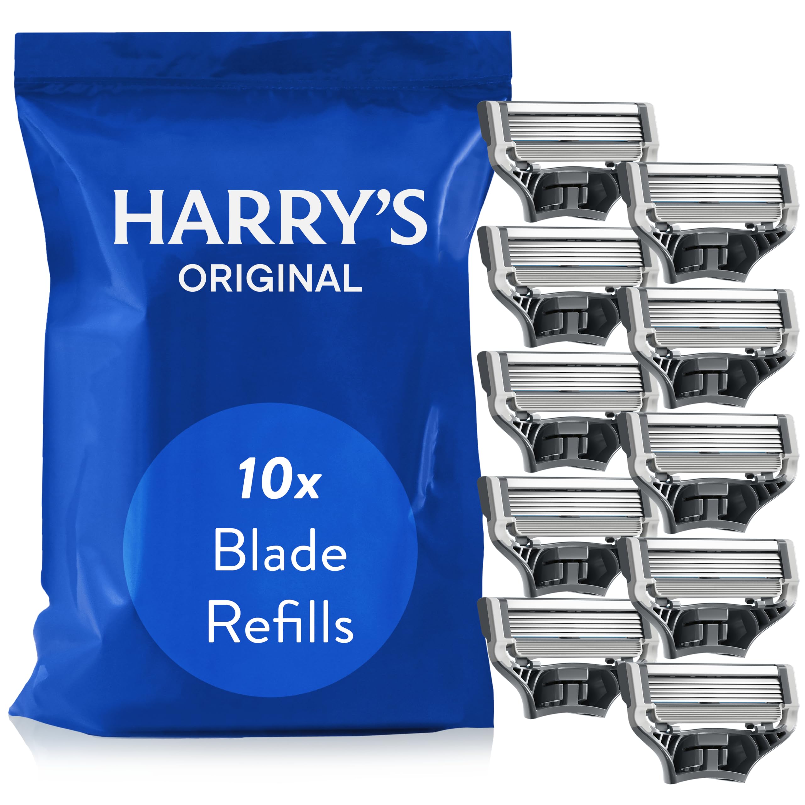 Harry's Razor Blades Men, Pack of 10 Razor Blade Refills with Precision Trimmer, 5 Anti-Friction Blades, Suitable for Mailbox