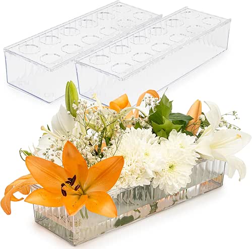 2 Pack Leak-Proof Wave Design Acrylic Long Vases for Centerpieces
