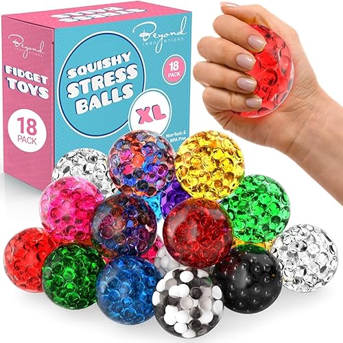Stress Balls for Adults - 18 Pack | Fidget Toys | XL Stress Ball, Back to School Supplies, Squishy Fidget Toys | Anxiety Relief Calming Tool |