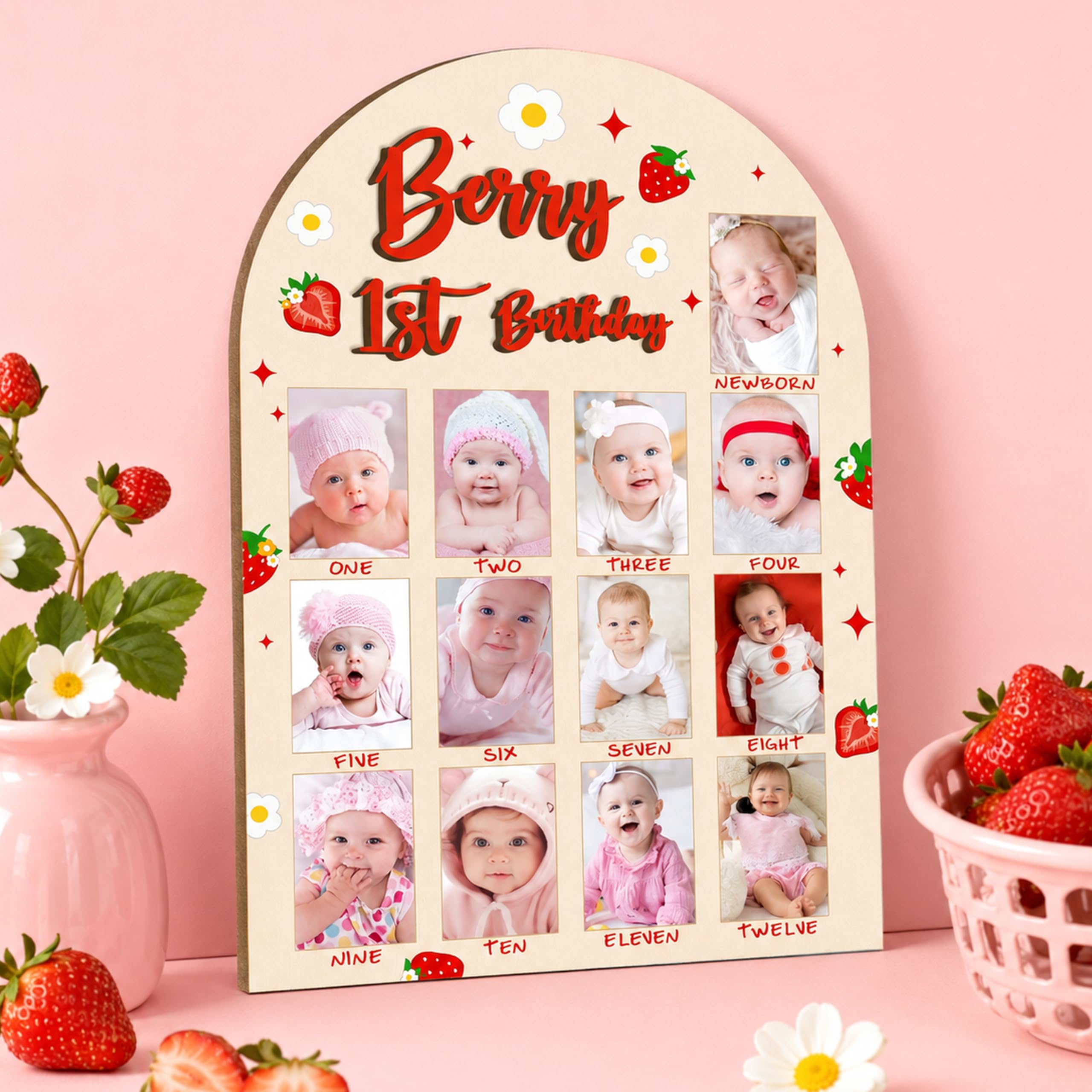 Tableau photo bois 1er anniversaire R HORSE cadre 12 mois pour chambre bébé