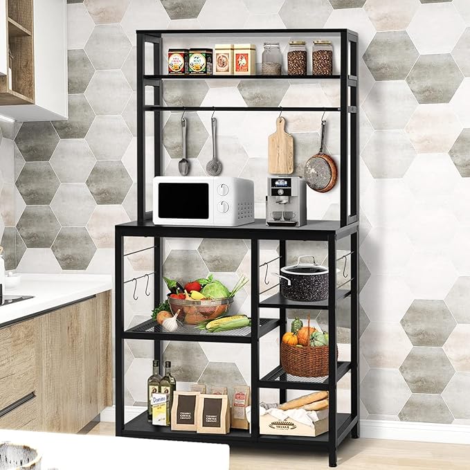 Bakers Rack with Storage, Industrial Microwave Oven Stand