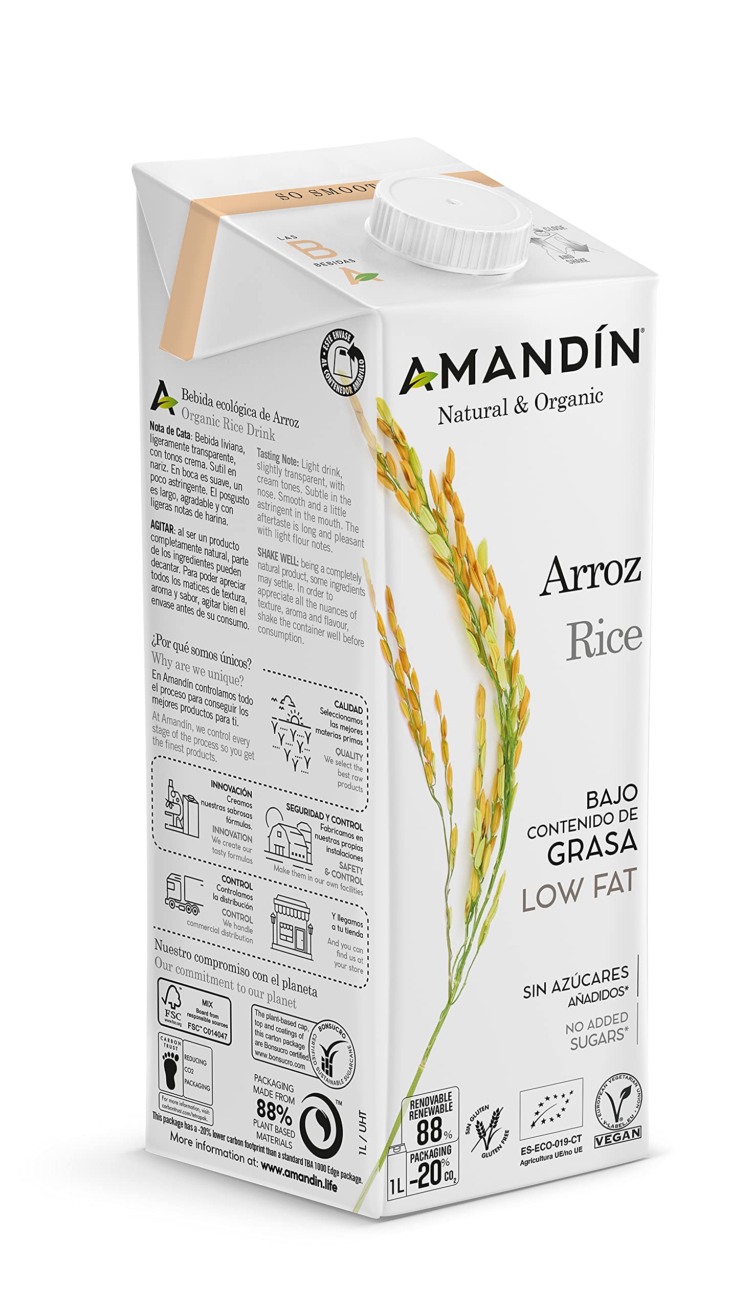 AMANDÍN Bebida Ecológica de Arroz 20% 6 x 1L