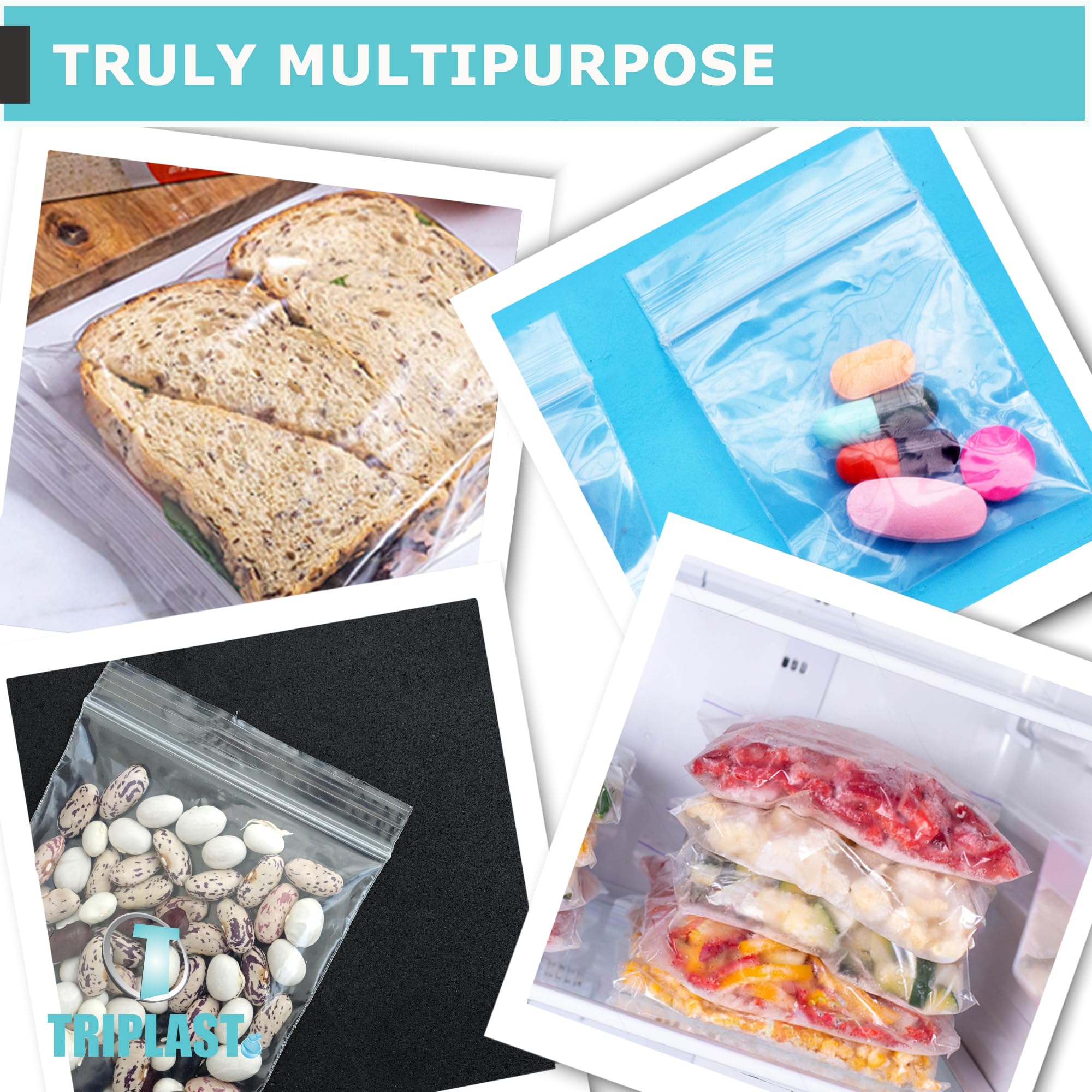 Triplast Grip Seal Clear Plastic Bags, Pick Qty & Size: 100 x G9 (5x7.5"), Multipurpose Resealable Polythene Pouches - Image 3