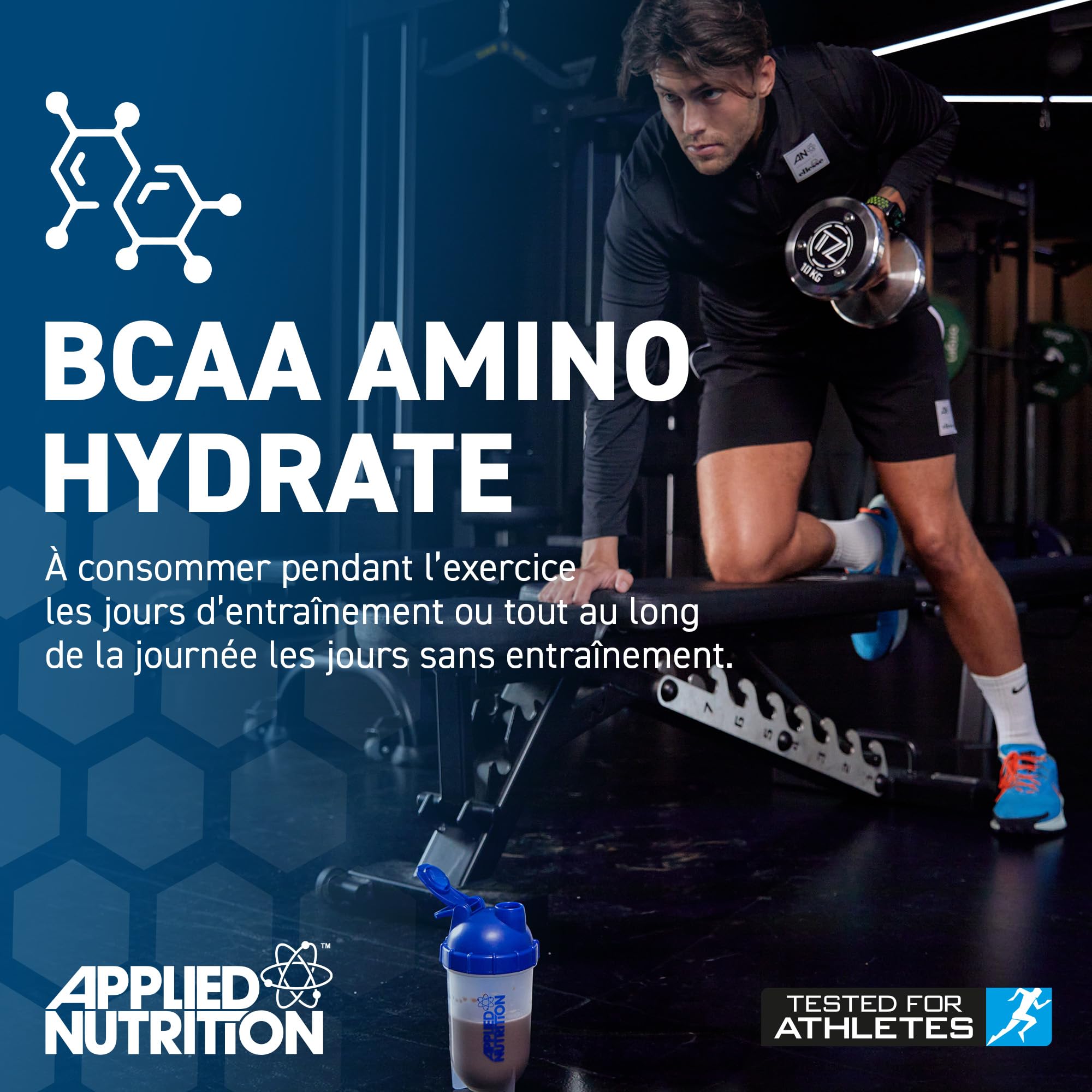 Applied Nutrition Amino-Hydrate BCAA en Poudre, Complément d'Acides Aminés à Chaîne Ramifiée, Poudre d'Acides Aminés Essentiels, Boisson Énergétique (32 Portions)