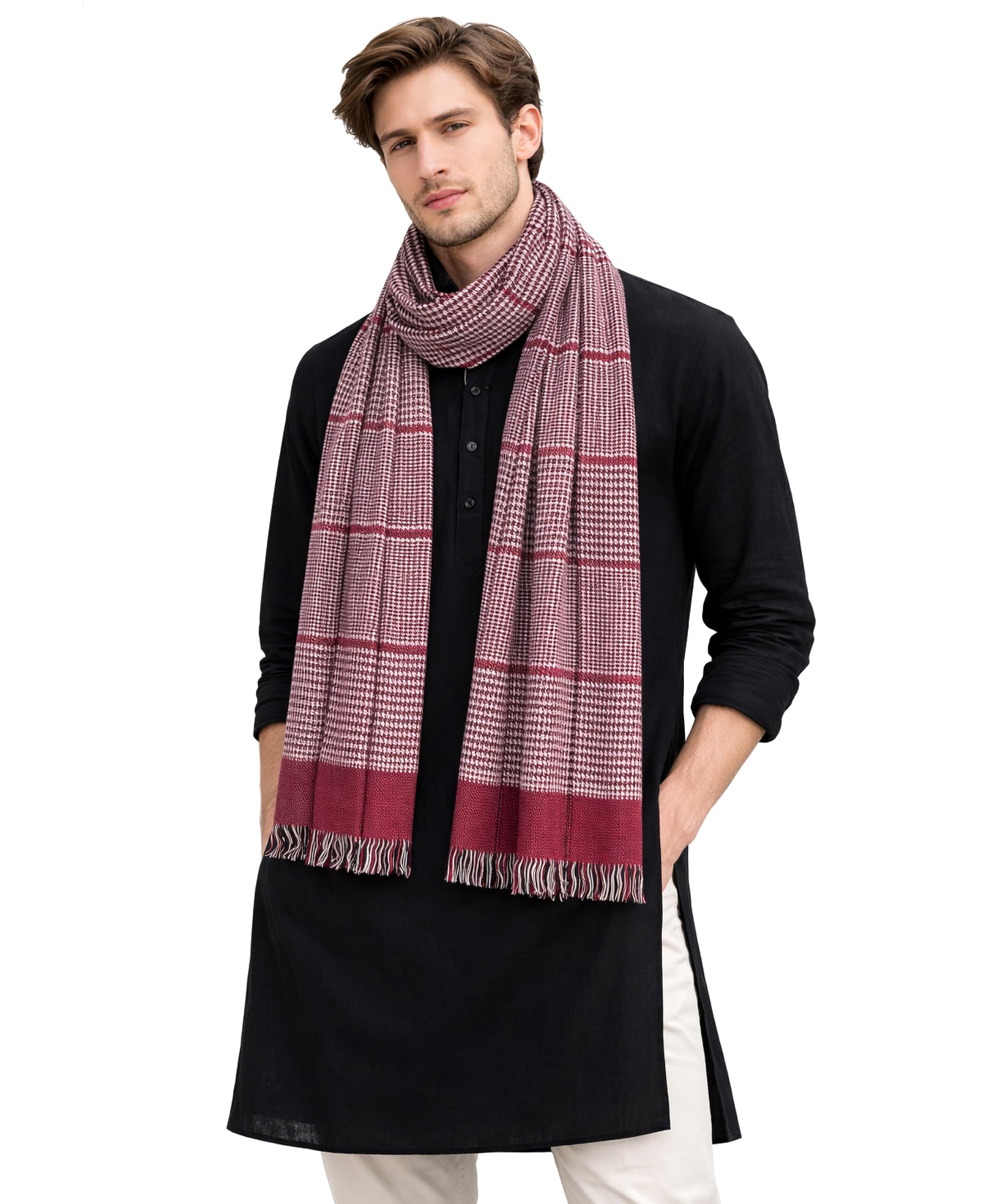 Men’s Check Stole Cum Muffler – Soft, Stylish, Multipurpose Scarf for Winter, Ultra Comfortable, Perfect Winter Wear (72x28 inche)-picture-15