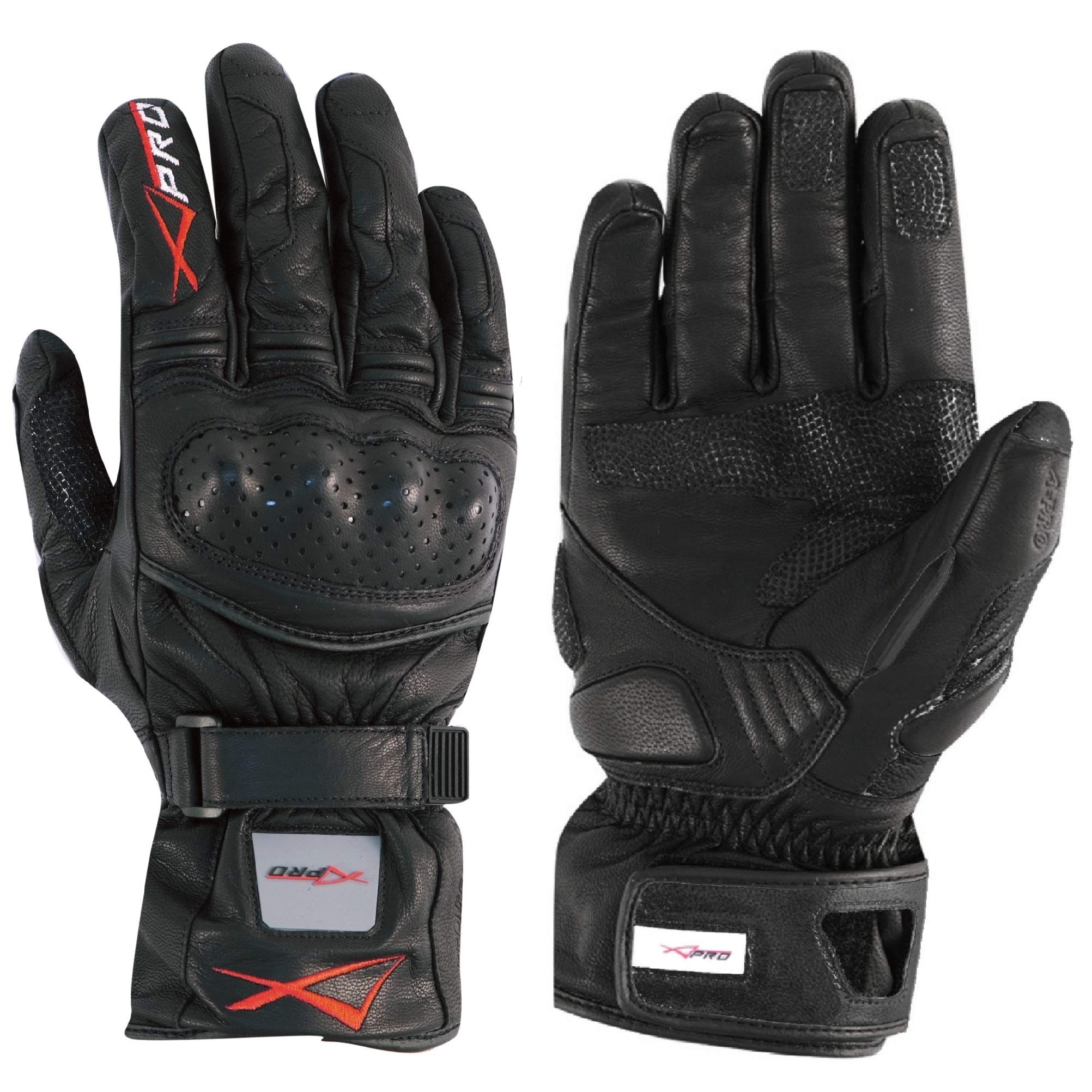 A-pro Gant Cuir Moto Motard Scooter Thermique Protections Coque Toute Saison Noir M