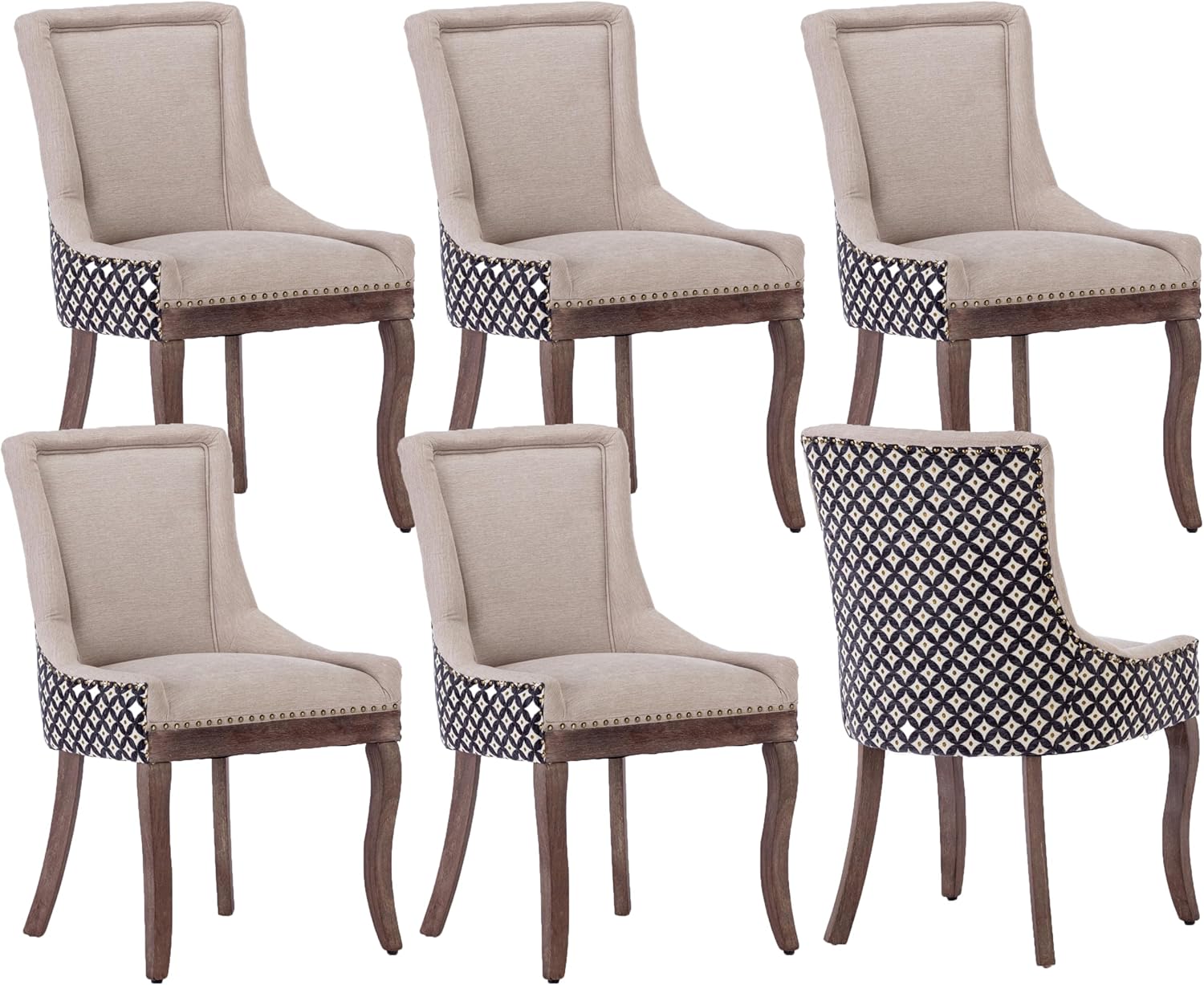 Amazon.com - LKTART Upholstered Dining Chairs Set of 6, Solid Wood ...