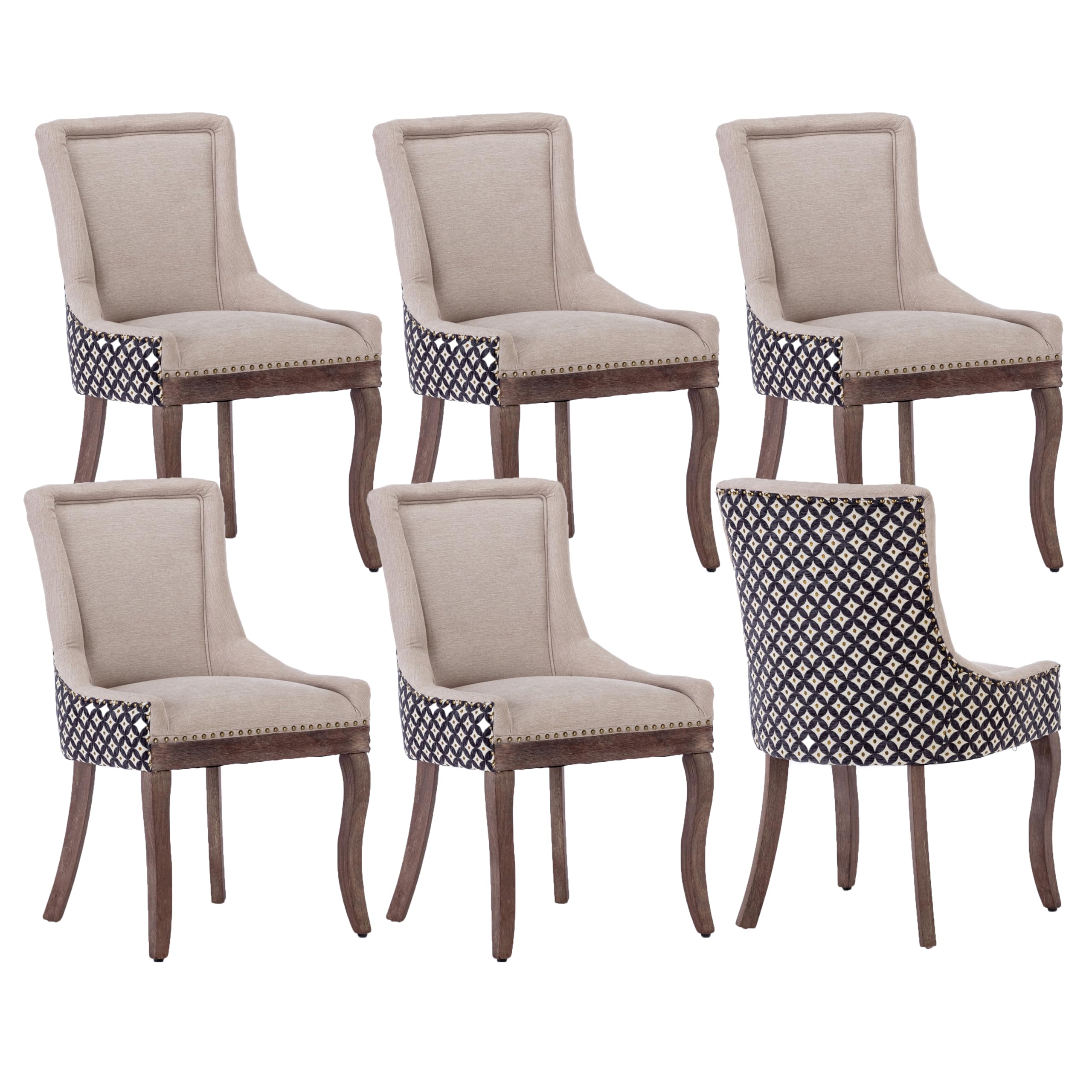 Amazon.com - LKTART Upholstered Dining Chairs Set of 6, Solid Wood