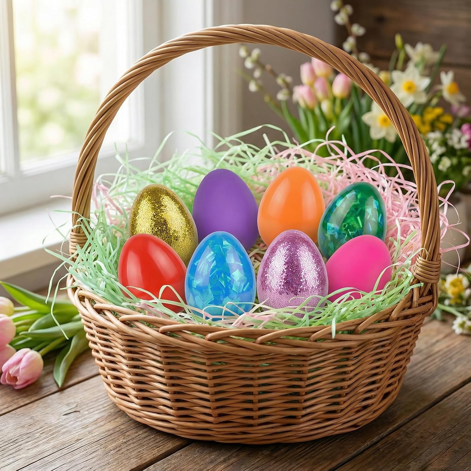 8 Pack Easter Eggs Stress Balls Squishy Toys Fidget Squeeze Toys for Kids Toddlers Easter Egg Hunt Fillers Easter Basket Stuffers Party Favors Gifts