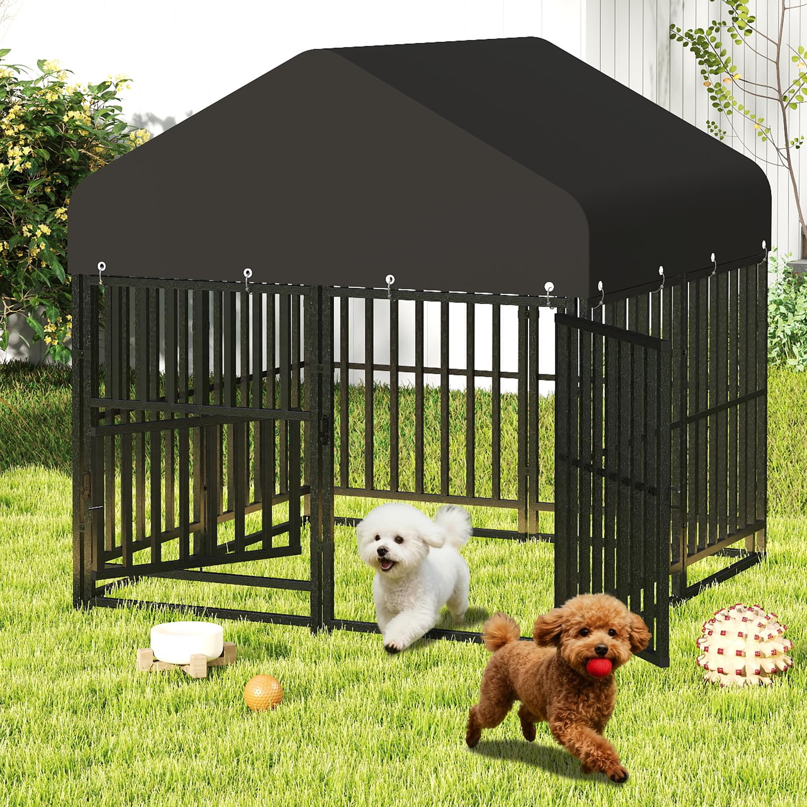 Amazon.co.jp: PANTAZO 小型犬小屋 屋外 ダブルセーフティロック付き