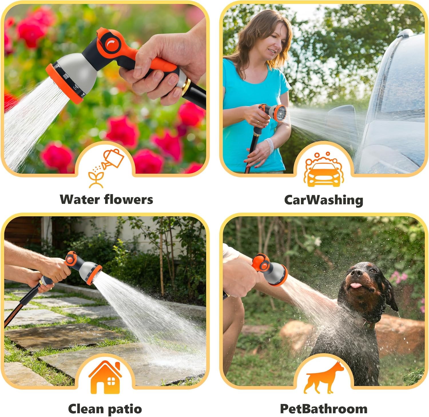 Garden Hose 25FT 600 PSI High Pressure, Flexible TPE Water Hose Kink-Free & Lightweight, with Abrasion-Resistant Cover for Car Washing, Watering Lawn, Outdoor Use