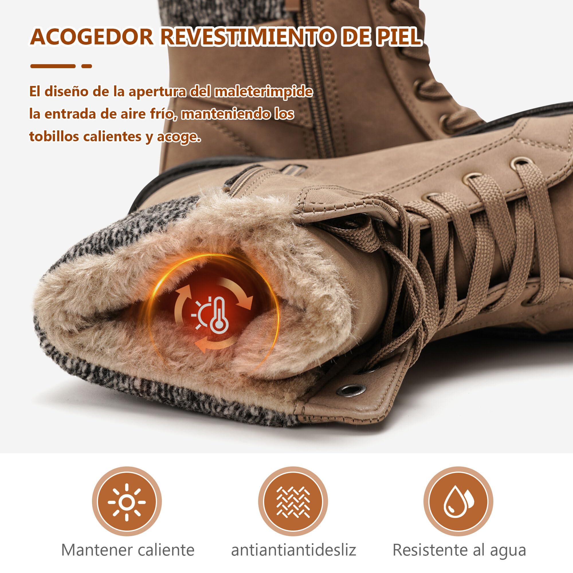 GLAMORA Stivaletti invernali da donna impermeabili e termici con fodera calda e suola antiscivolo, comodi stivali con cerniera per camminare, lavoro o escursioni leggere in montagna e città
