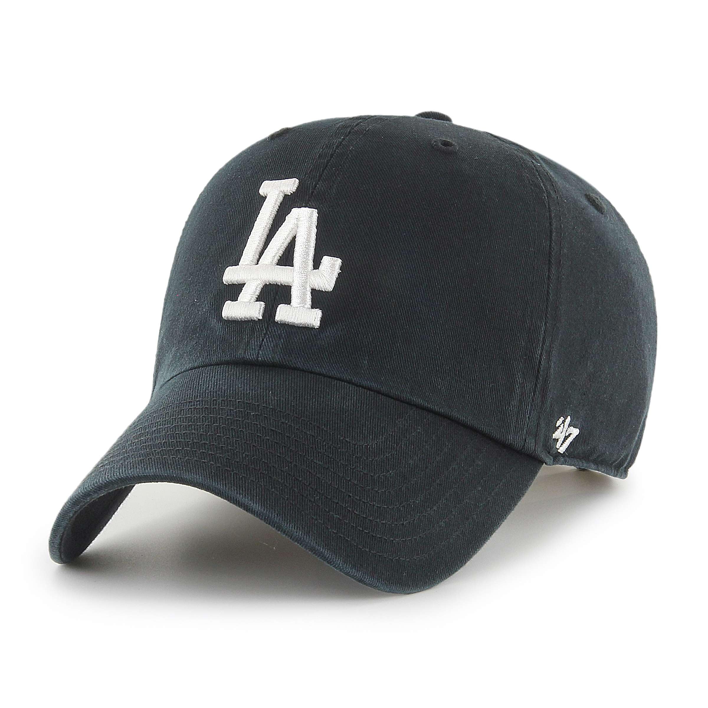 Los Angeles Dodgers MLB Clean Up Unisex Baseball Cap, Adjustable, White Logo, Black