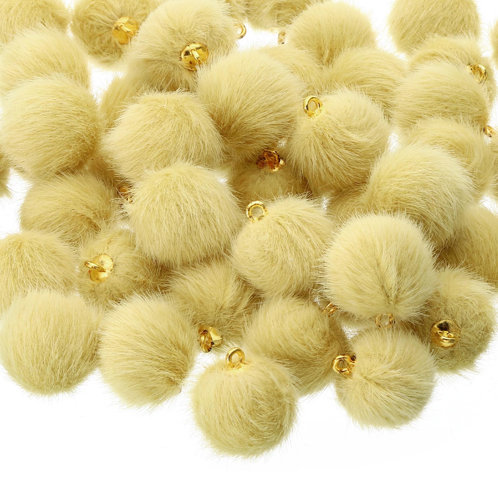 PATIKIL 50pcs Pom Poms Charm, Pompoms Charm Craft Pom Poms Pendants Balls Small Fluffy Tassel Bulk for Crafts Making Yellow - Image 3