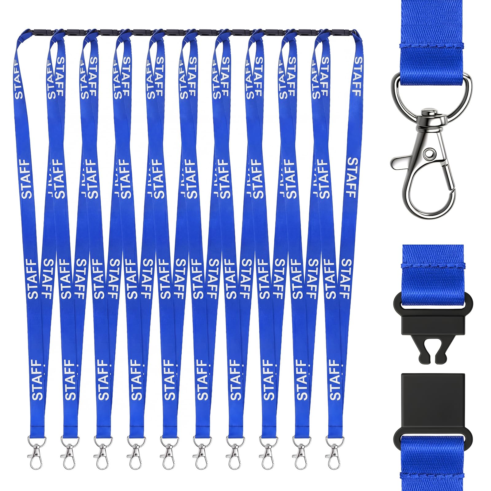 XHDA 10 Pcs Blue Staff Lanyards Breakaway Safety Lanyard for Neck