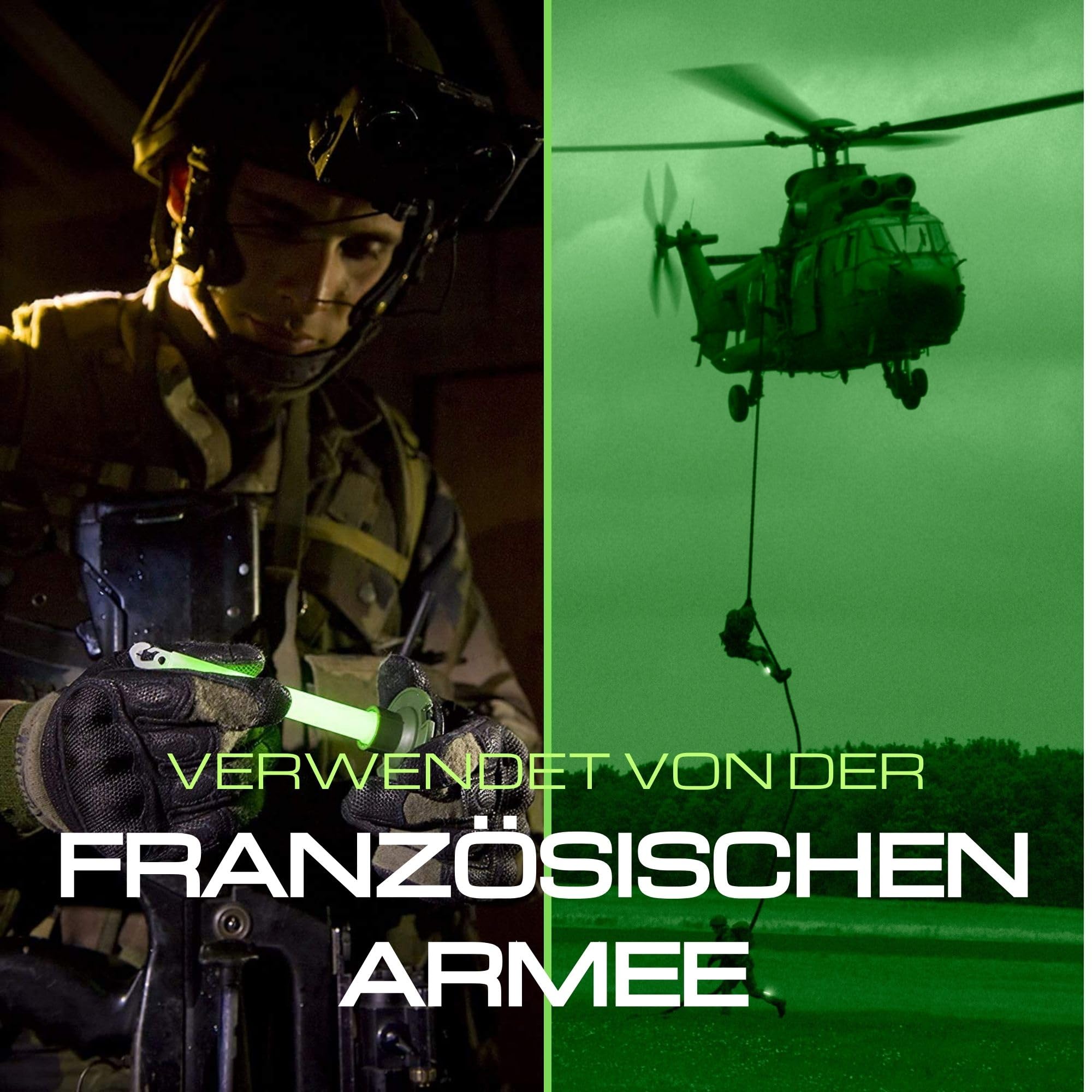 Cyalume Bâton lumineux vert militaire ChemLight Lightsticks 15cm, Light Sticks très lumineux avec durée de 12 heures (Boite de 10)