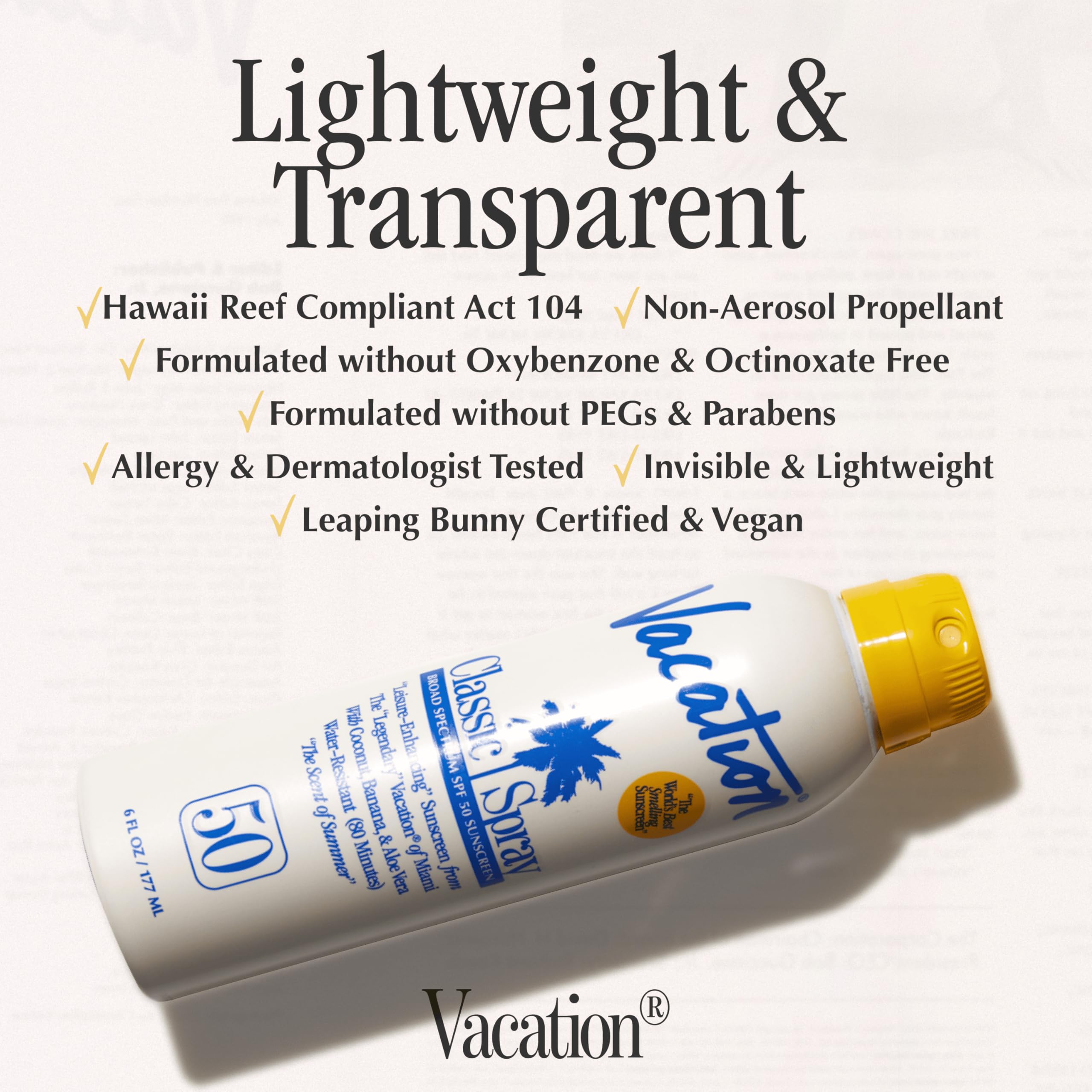 VACATION Vacation Classic Spray - Protector solar SPF 50 (3 unidades, amplio espectro, bloqueador solar vegano, loción corporal con spf, spray protector S