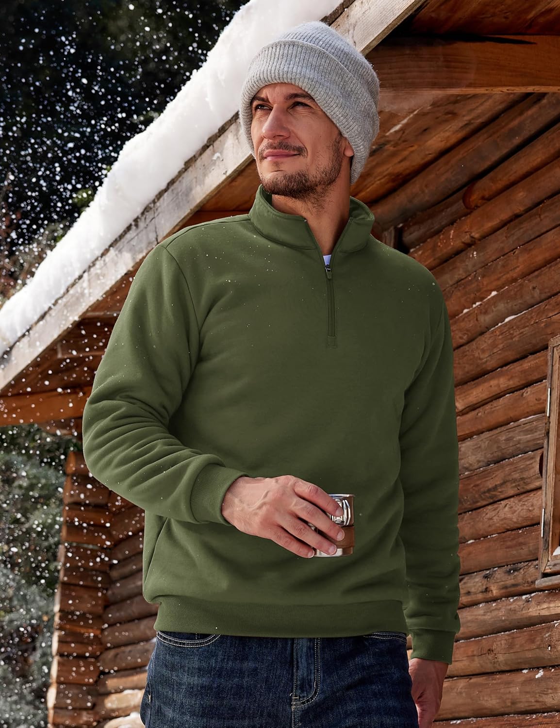 TACVASEN Men's Quarter Zip Fleece Pullover Sweatshirts Sherpa Lined Heavy weight Winter Shirts Thermal Warm Sweaters - Image 3