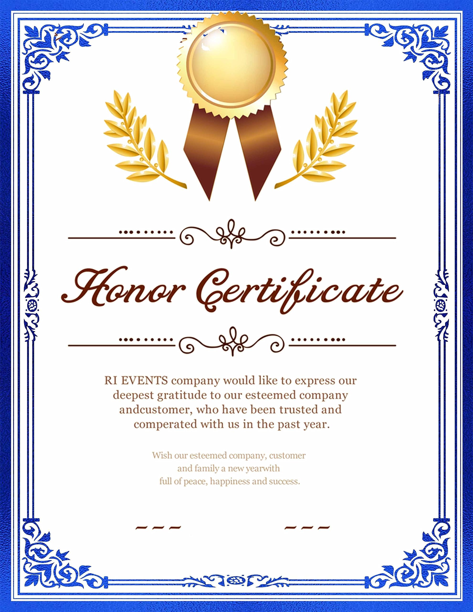 10 Feuilles Certificats Vierges A4 - Bordures Dorées, Pour Impression Diplômes Et Récompenses