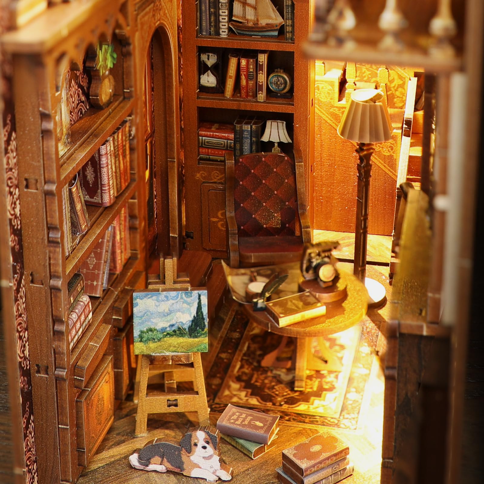 RONSTONE DIY Book Nook Kit - Casse-tête en Bois 3D Décor d'étagère avec lumière LED et Housse de Protection - Danse du Dragon Magique Maison de poupée Miniature Cadeau de créativité pour RONSTONE DIY Book Nook Kit - Casse-tête en Bois 3D Décor d'étagère avec lumière LED et Housse de Protection - Danse du Dragon Magique Maison de poupée Miniature Cadeau de créativité pour