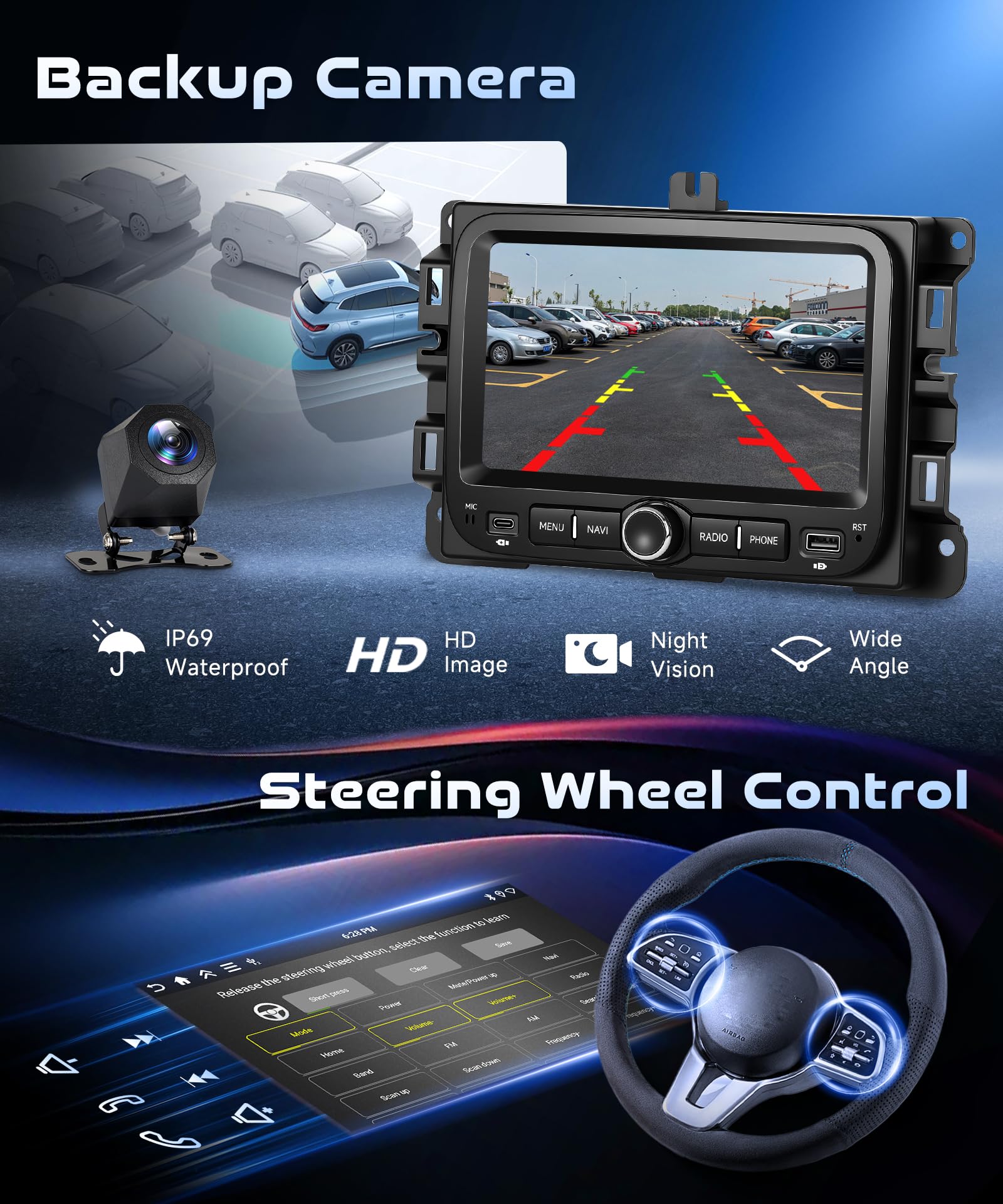 4G&128G VECHTEL 7" Radio samochodowe do Jeep Renegade (2016-2021) / Jeep Compass (2017-2020) z CarPlay Android Auto, Android 15, ekran dotykowy, Bluetooth RDS / radio FM, nawigacja WiFi / kamera