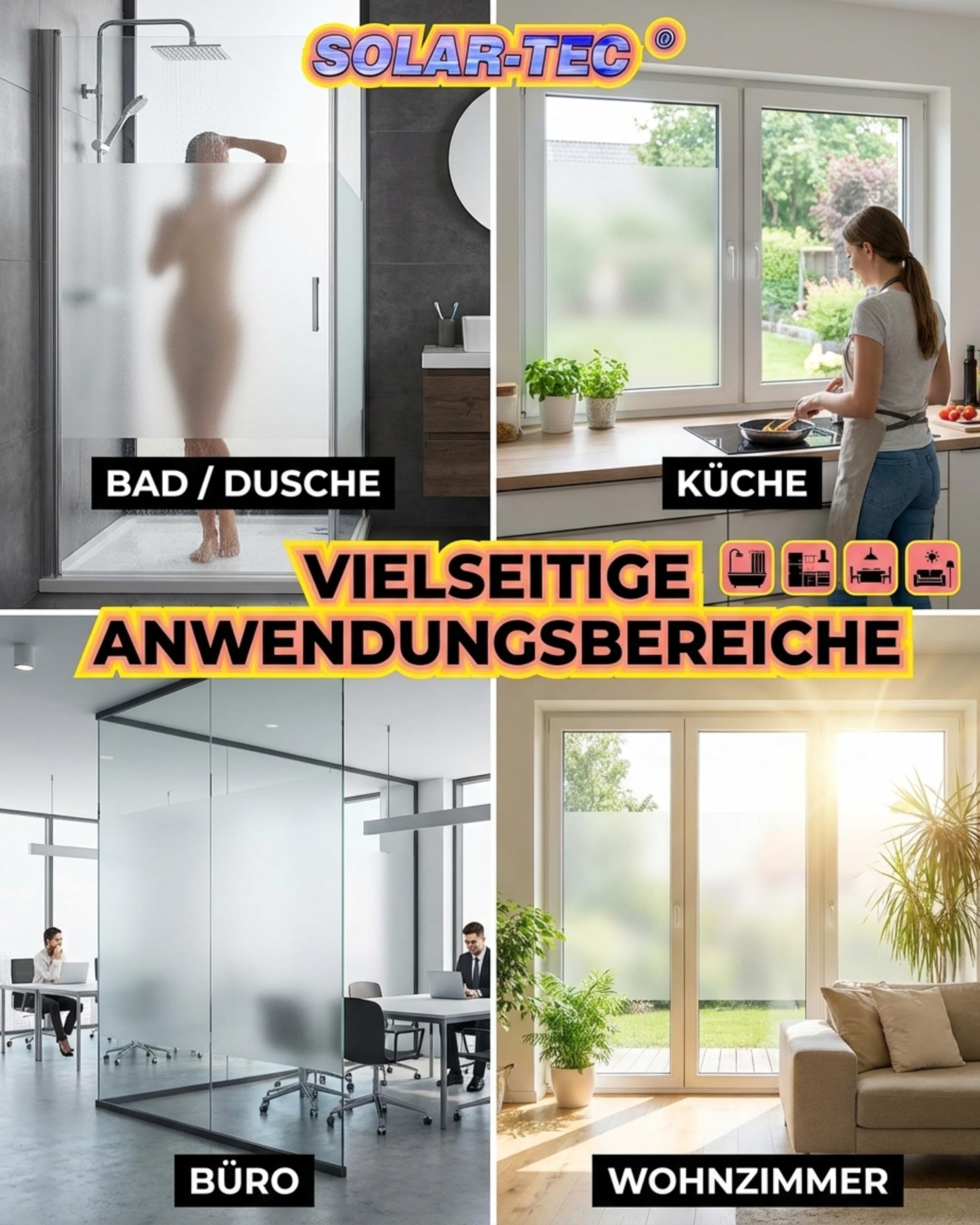 Sichtschutz-Folie - Selbstklebende Fensterfolie - Blickdichte Milchglasfolie - Klebefolie - UV-Schutz Glasfolie - seidenmatt - 76 x 600 cm