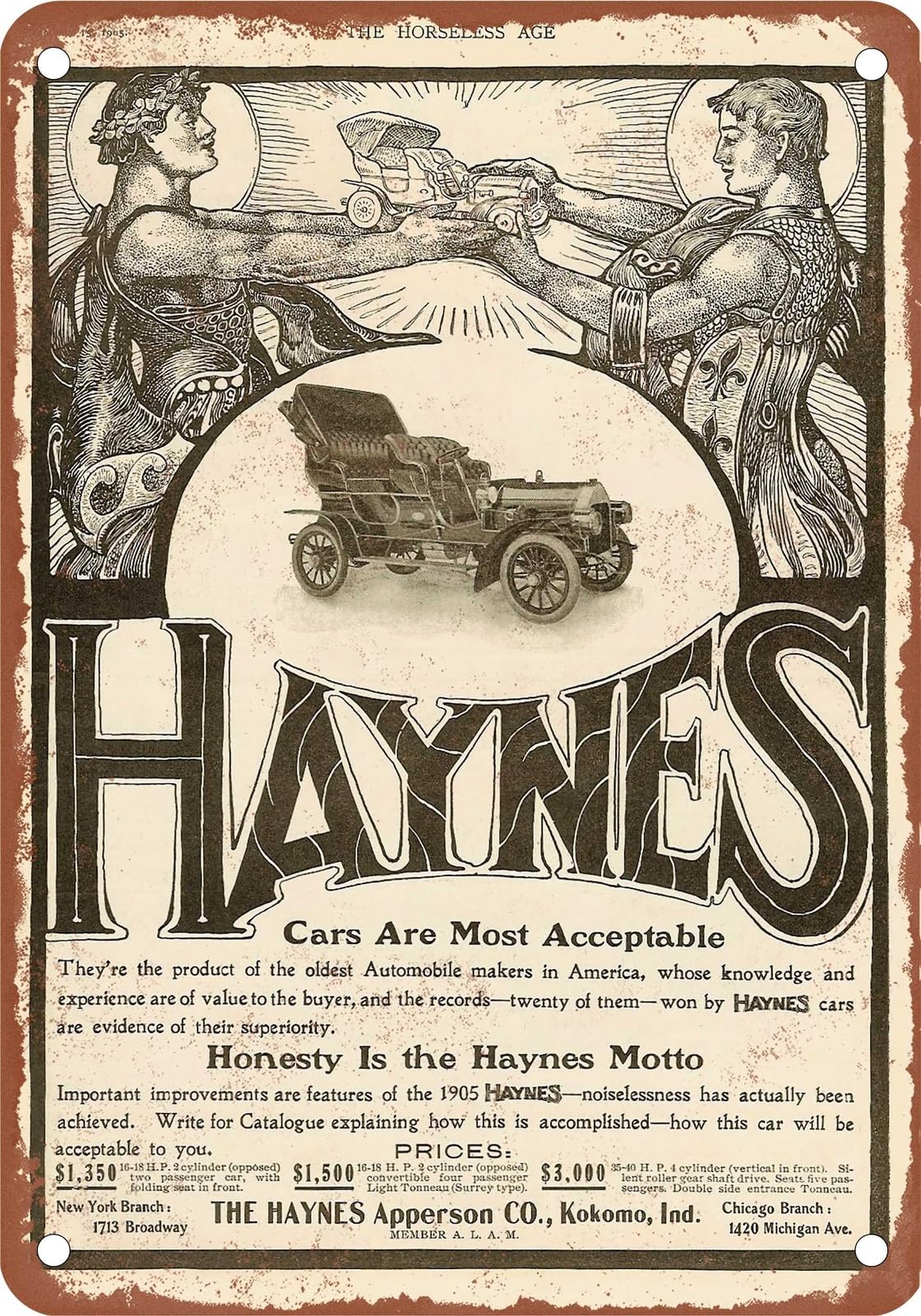 Miaomansenstore Metal Sign - 1905 Haynes Vintage Ad 01 - Old Retro Rusty Look Home Decor