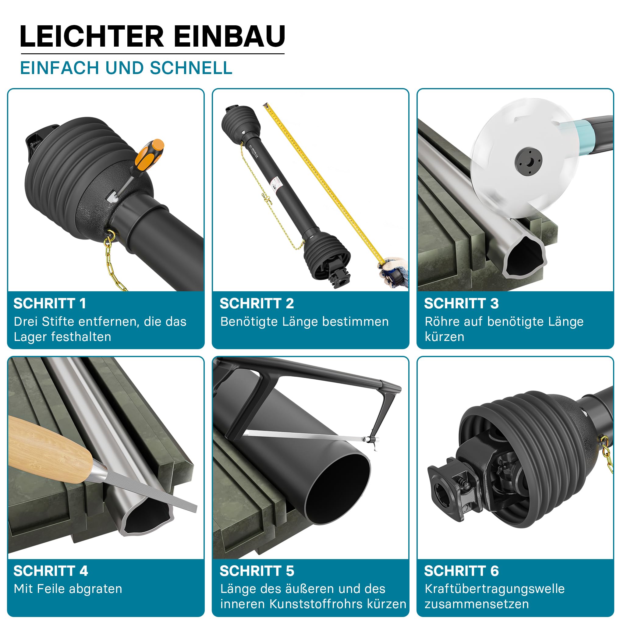 Wiltec Zapfwelle T8 Gelenkwelle 850-935mm 1240Nm 540U/min, PTO-Shaft, 110kW (150PS), 2X 1 3/8" 6 Zähne