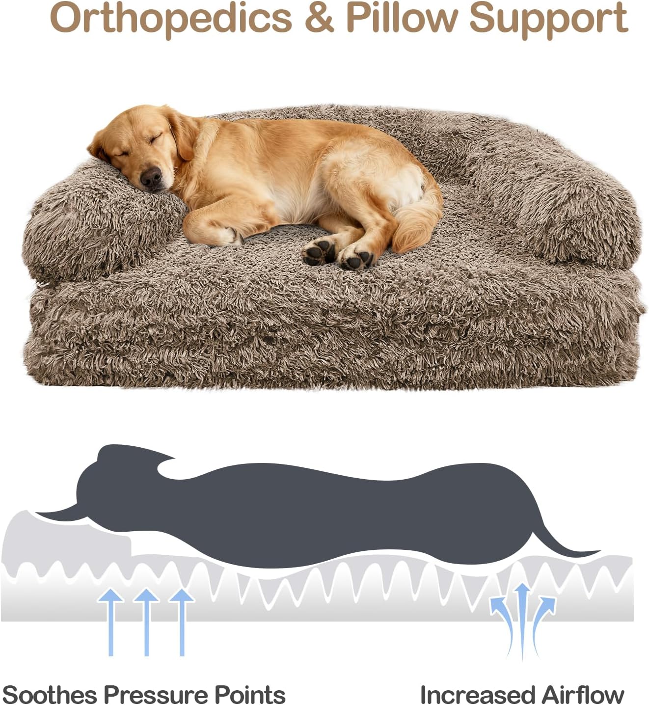 ROOMTEC Foldable Human Dog Bed,71"x 38"x 9" Orthopedic Memory Foam Giant Bed Fits Adult and Pet Waterproof Washable 10 CM Thick 2 in 1 Flexible Oversize Pet Couch Sofa with Blanket,Pocket- Khaki