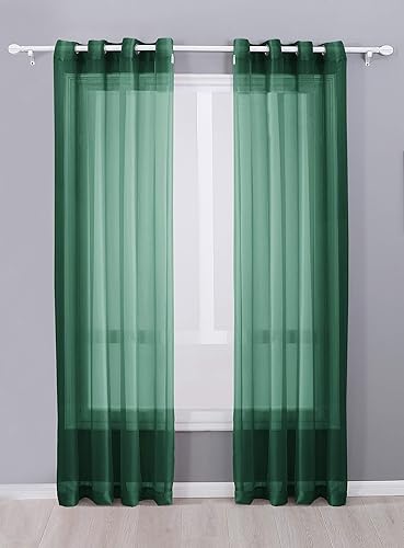 Miniatura 9 de 2 paneles de cortina de gasa transparente con ojales en la parte superior (54 x 84 pulgadas, turquesa)