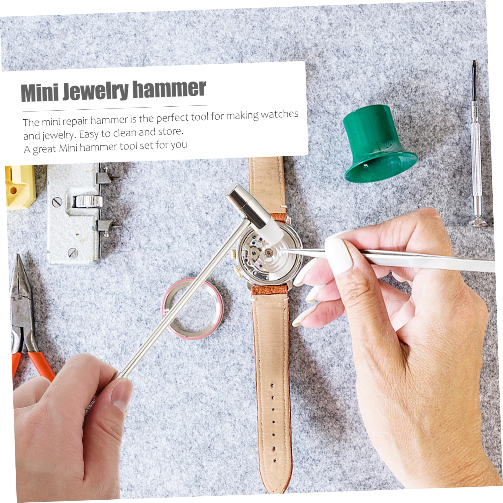 Gogogmee 3Pcs Mini Hammer Hammers for Jewelry Making DIY Projects Skid Handle Portable Crafting Tools for Watch Repair and Fine Work