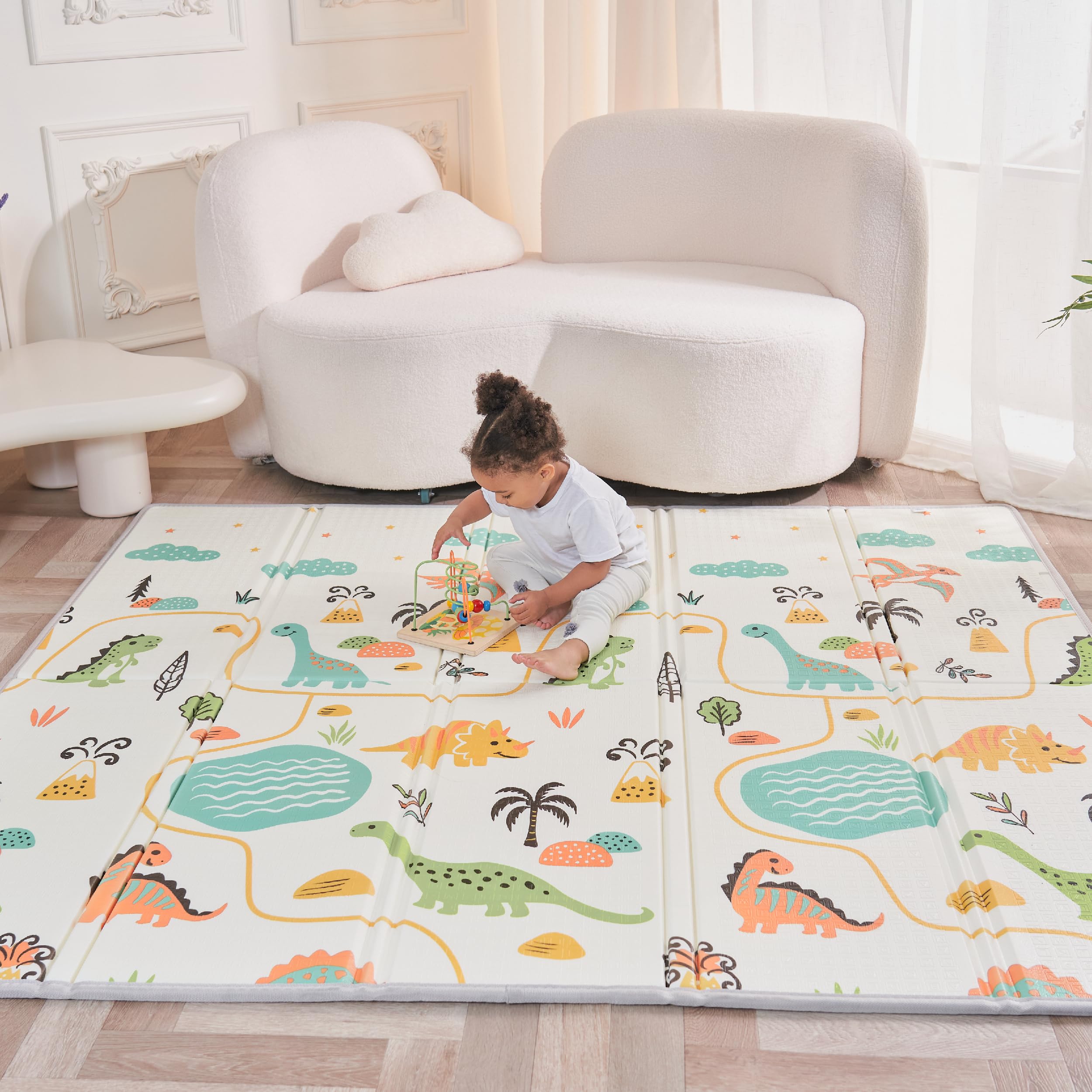 Tappeto Gioco Bambini Pieghevole 180x200x1.5cm Palestrina Neonato Montessori Reversibile Non Tossico E Impermeabile In Schiuma Per Bimbi. Palestra Neonati - Tappeto Tummy Time Neonati - Regalo Bambino