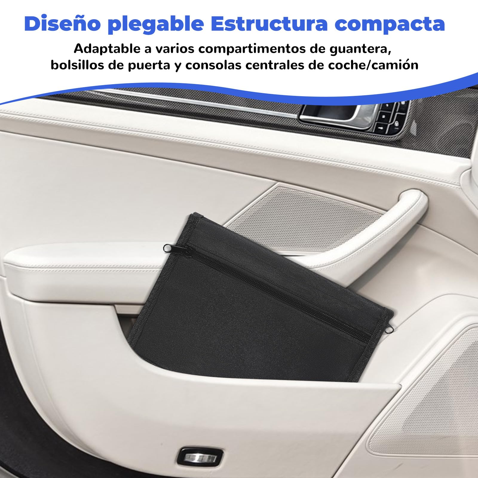 Carpeta Documentación Coche – Porta Documentos Coche,Carpeta de Organizador de Guantera, Negra, Formato (24x17,5 cm) para Documentos del Vehículo, Facturas y Tickets