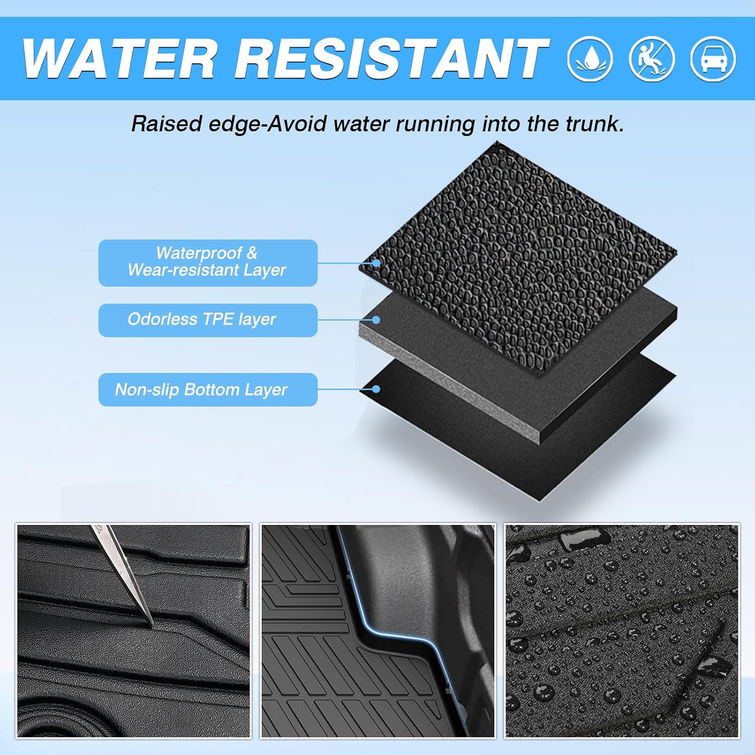 Powerty Truck Bed Mat for 2020-2025 2026 Jeep Gladiator JT Accessories All Weather 5 FT Truck Bed Liner TPE Pickup Bed Mat Black