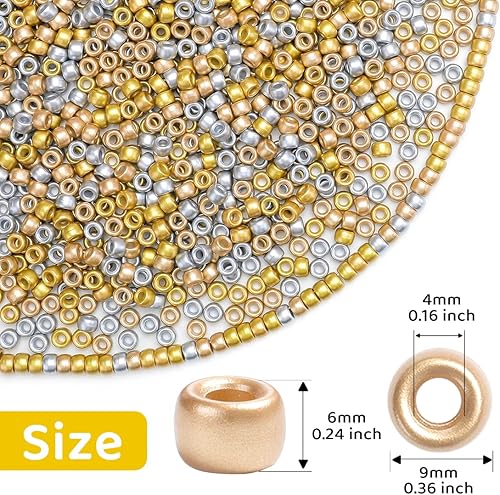 Miniatura 3 de 1000 cuentas de poni de oro rosa (0.23 x 0.315 pulgadas), cuentas para manualidades, cuentas para hacer joyas, cuentas de poni a granel, cuentas de