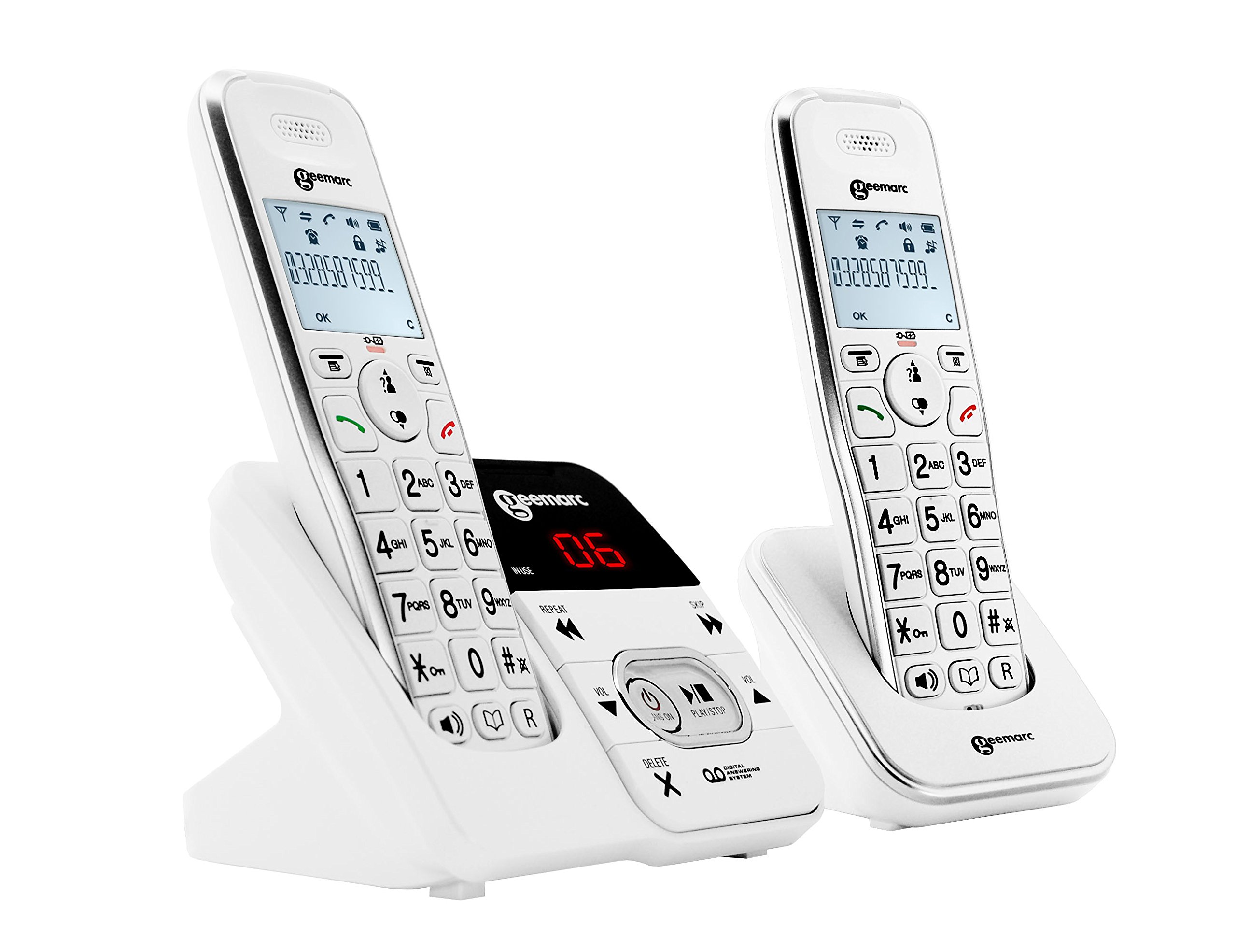 Geemarc Amplidect 295 Duo - Verstärktes Schnurlostelefon und zusätzliches Mobilteil mit Anrufbeantworter und großen Tasten für Senioren - Geringer bis mittlerer Hörverlust - Version DE