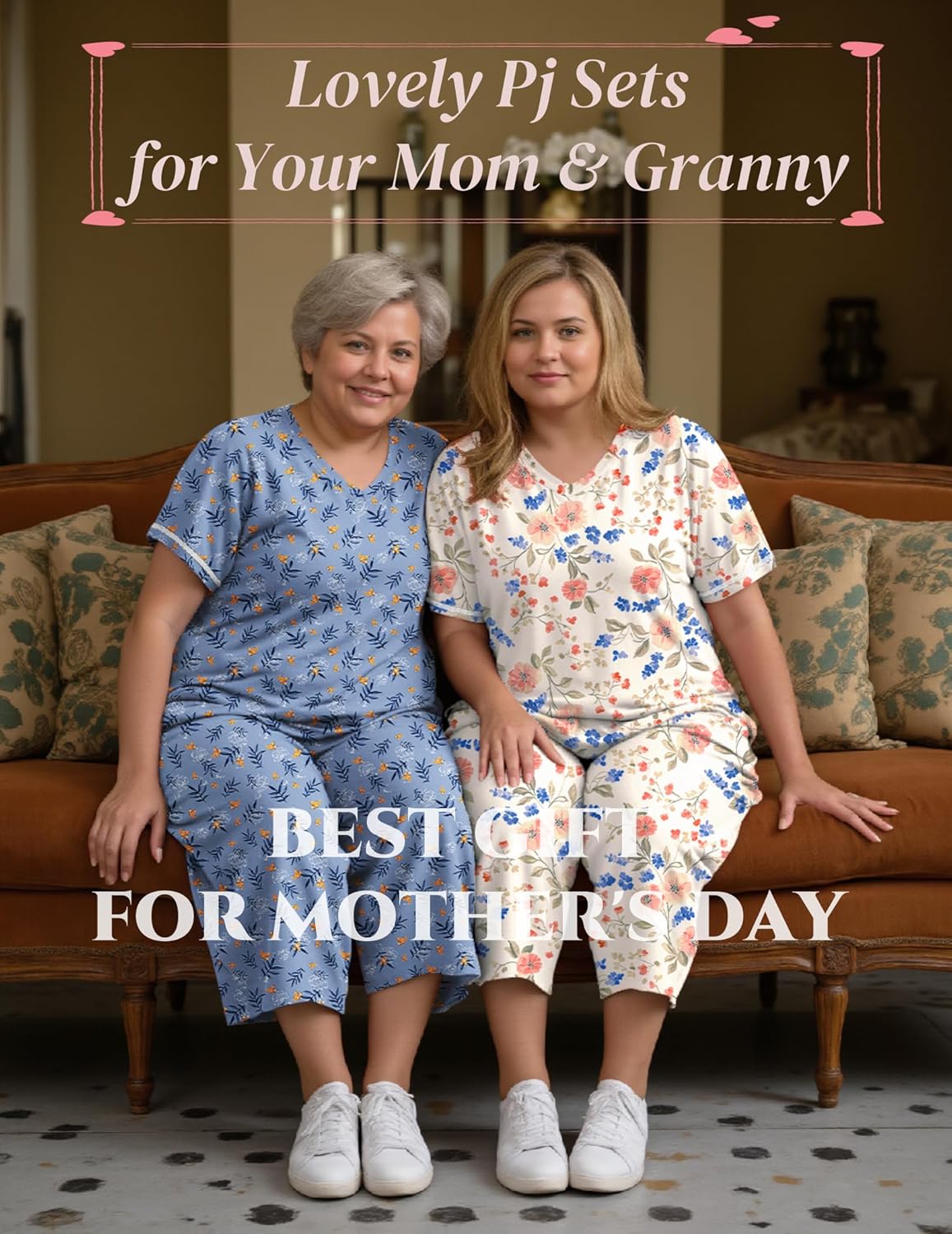 Marvmys Womens 2 Pack Pajama Sets Short Sleeve Pajamas Tops and Capri Pants Pjs Print Lounge Sets with Pockets S-3XL - Image 9