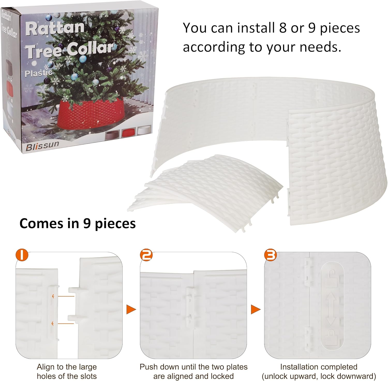 Blissun Christmas Tree Ring, 28.5" Plastic Christmas Tree Collar, Christmas Tree Skirt for Artificial Christmas Trees Decoration (Extra Large, White)