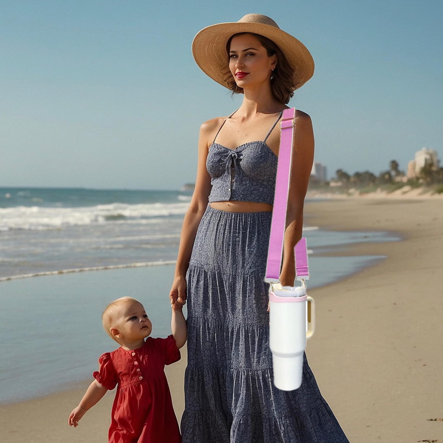 Removable Water Bottle Carrier Strap For Stanley Cup 40/30/20 oz Tumbler,Holder with Strap Accessories Lanyard Also for for Owala/Hydro Flask/Simple Modern/Yeti Insulated Water Bottle 16-46 Oz Pink - Image 9